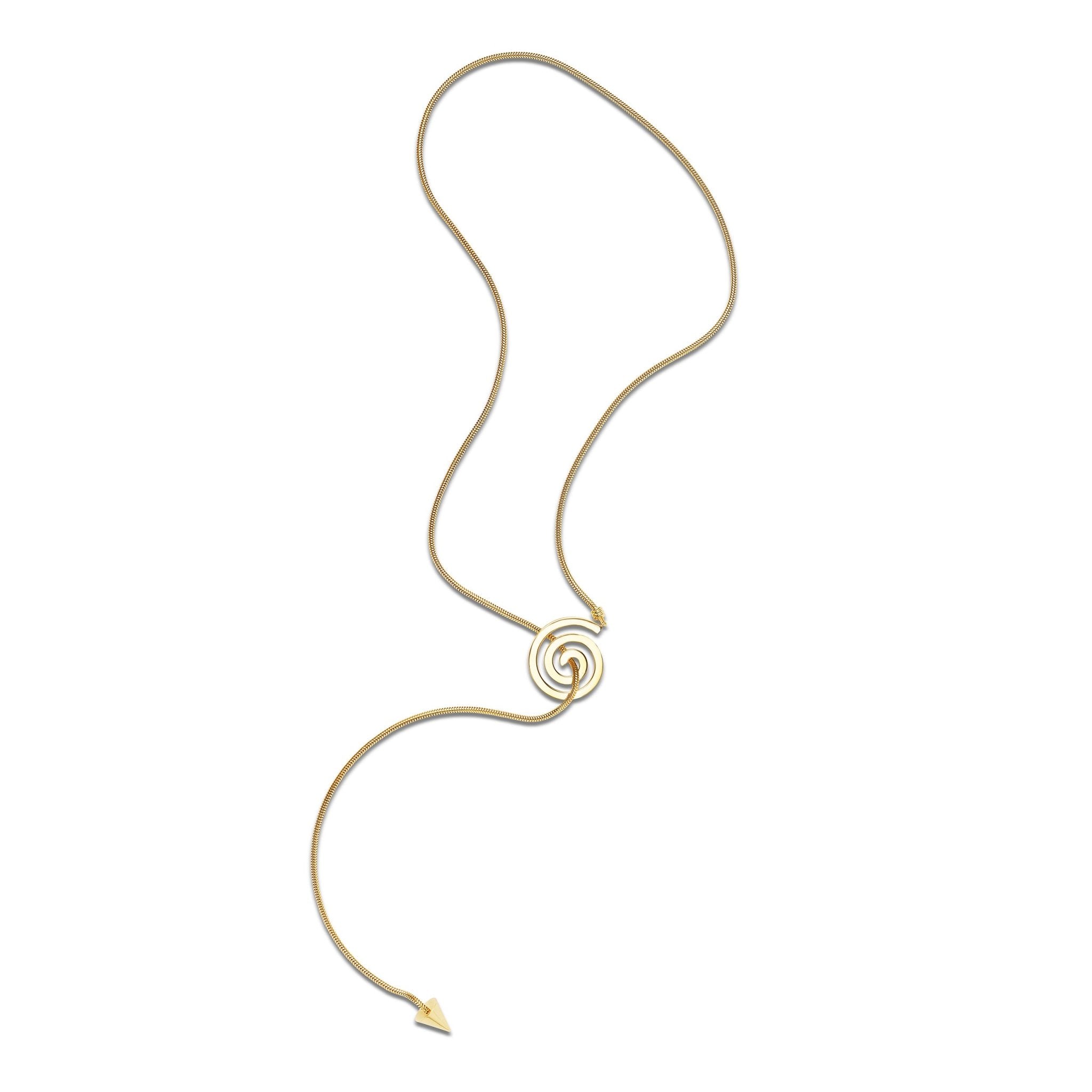 Yellow Gold Essence Spiral Lariat Necklace - Cadar