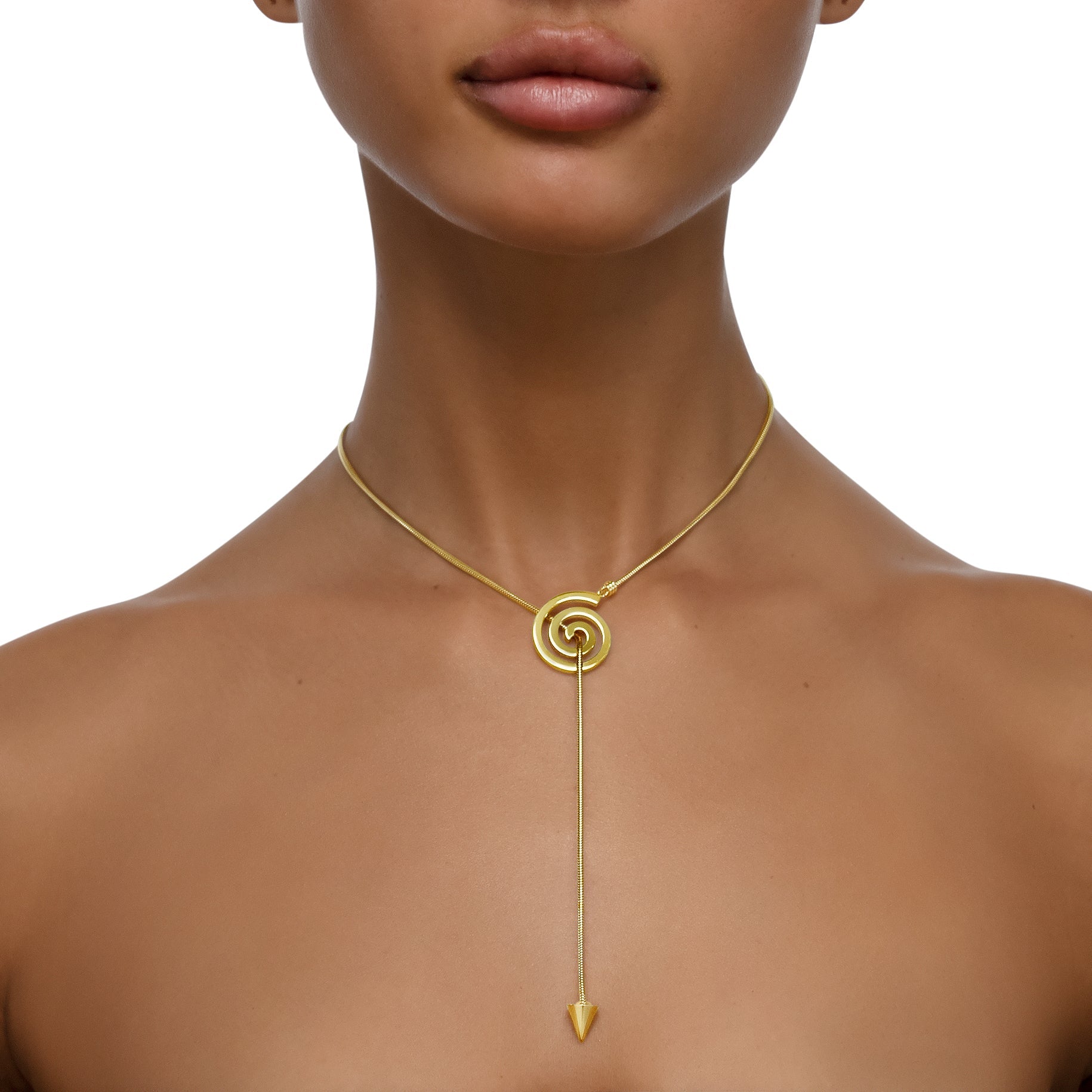 Yellow Gold Essence Spiral Lariat Necklace - Cadar