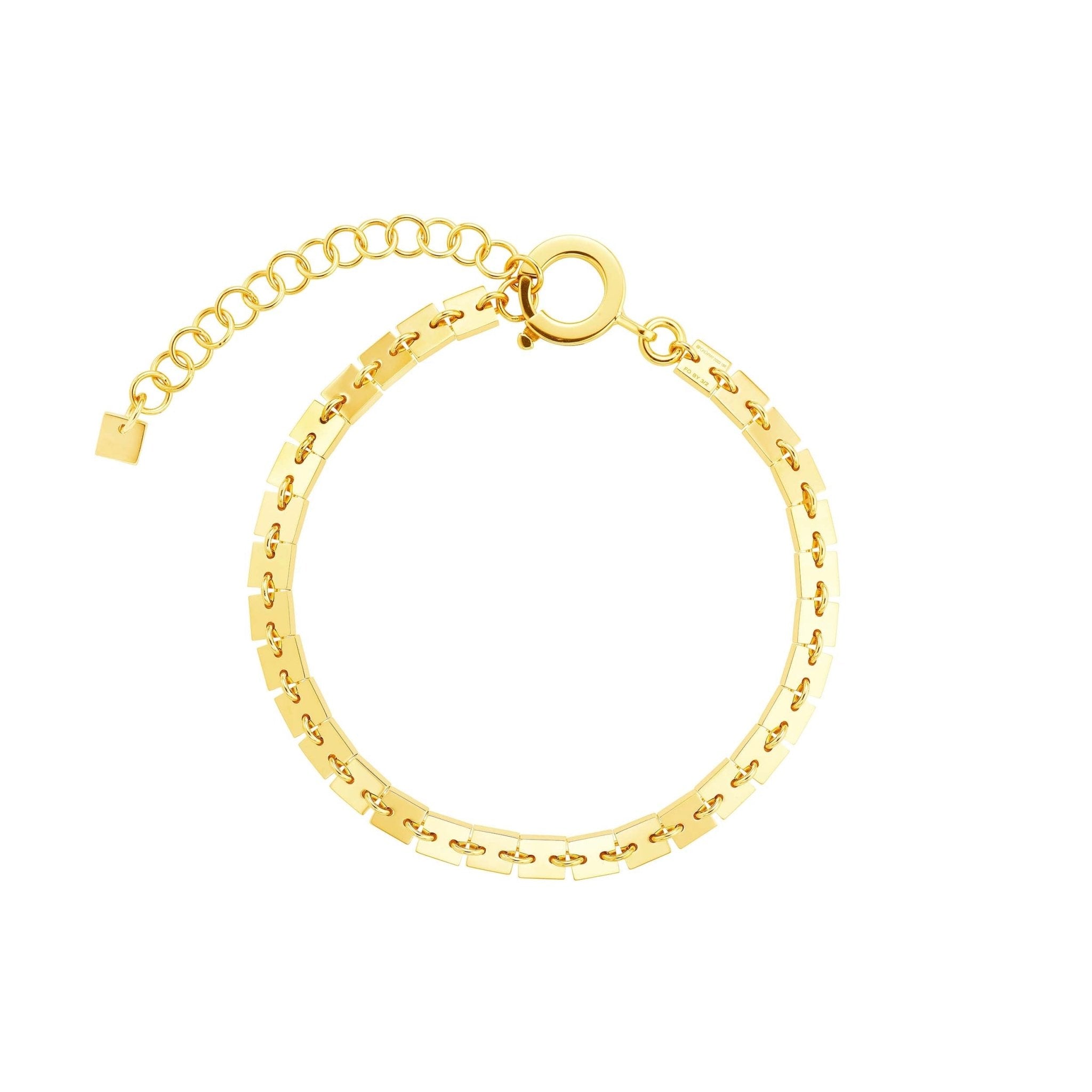 Wide 18K Gold Foundation Bracelet | Thick Square Chain Bracelet | Cadar Small