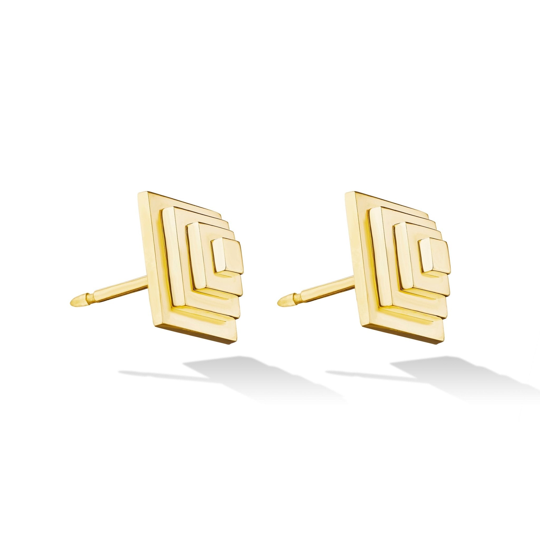 Yellow Gold Foundation Large Stud Earrings - Cadar