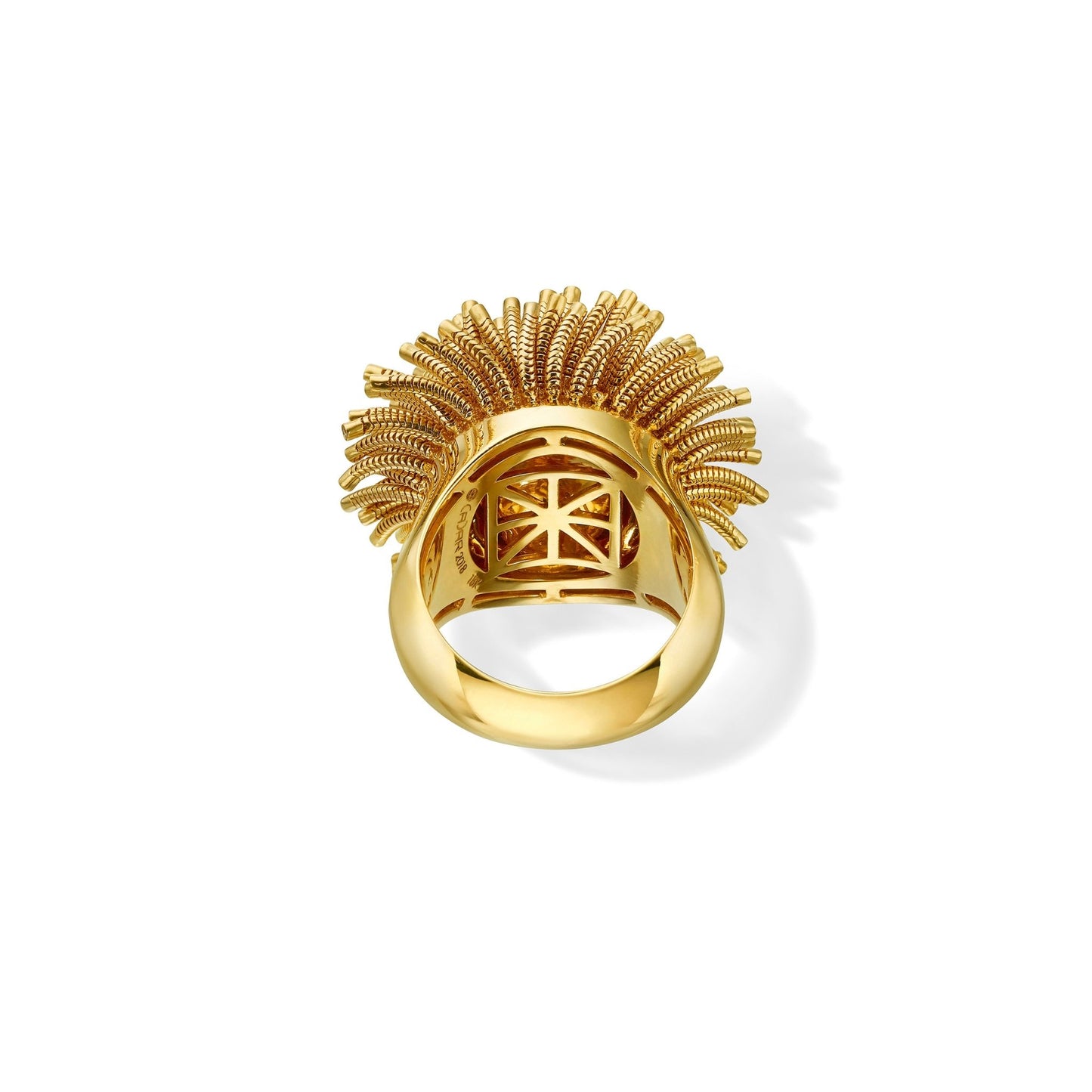 Yellow Gold Fur Ring with White Diamonds - Cadar