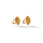 Yellow Gold Fur Stud Earrings with White Diamonds - Cadar