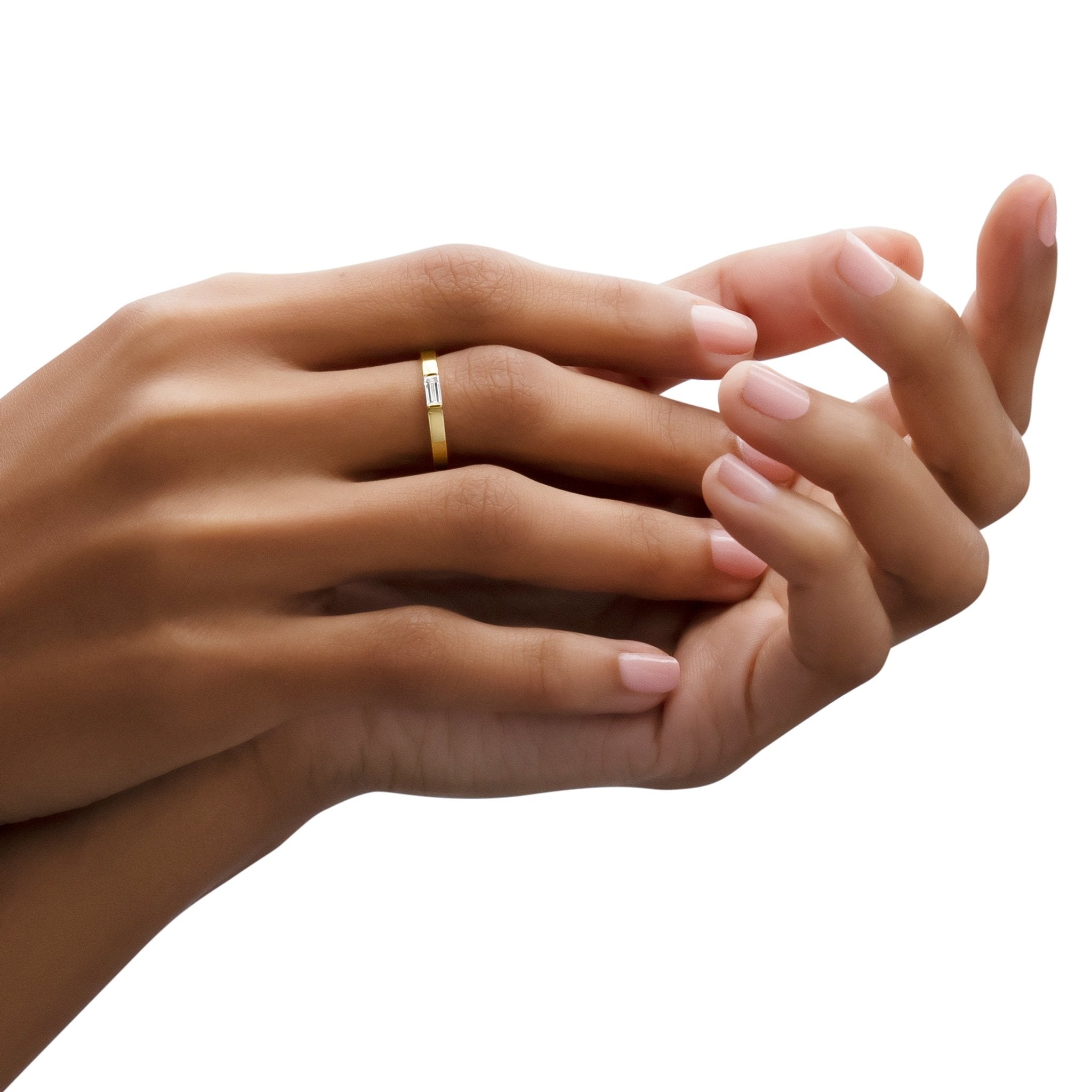 Yellow Gold Light Baguette Diamond Band - Cadar