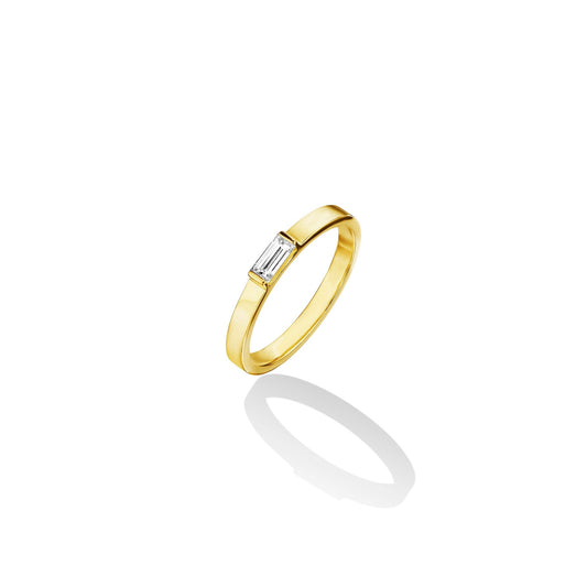 Yellow Gold Light Baguette Diamond Band - Cadar