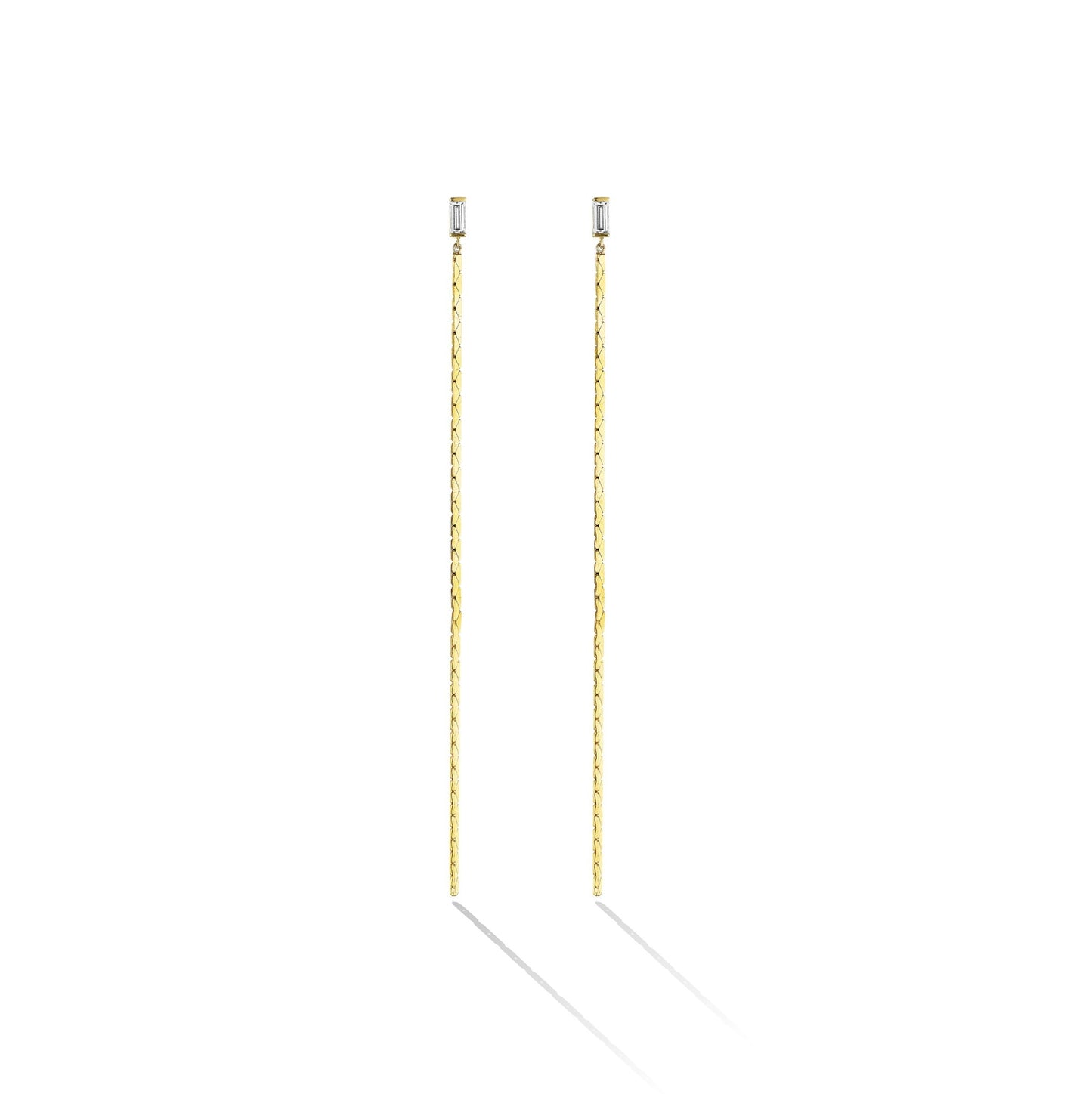 Yellow Gold Light Drop Earrings with White Diamonds - Cadar