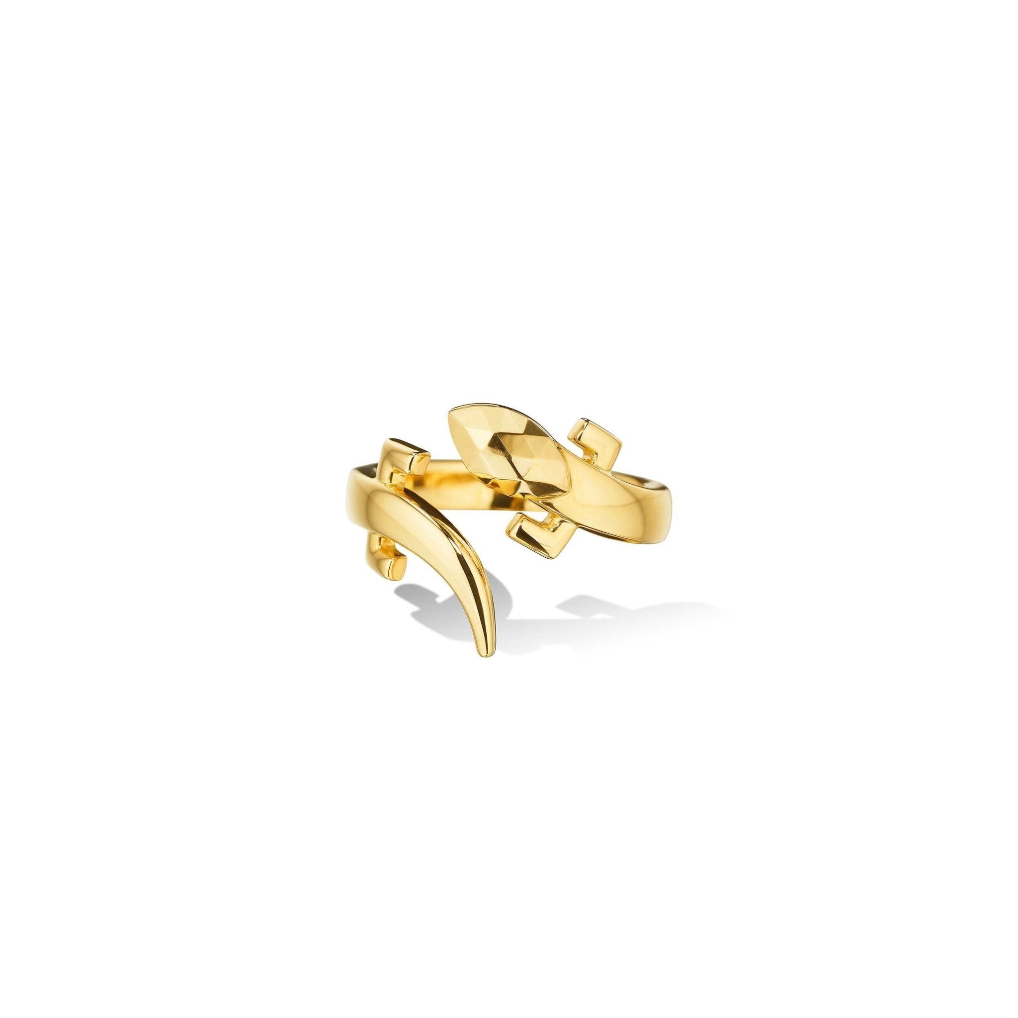 Yellow Gold Origin Bypass Ring with Facets - Cadar