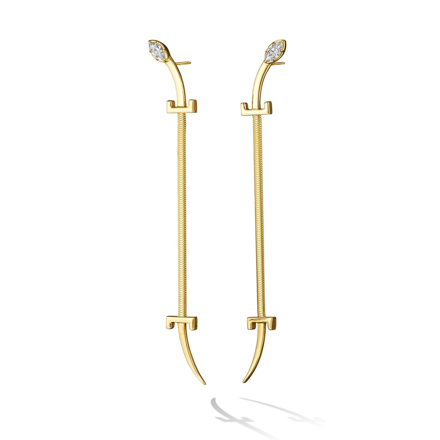 Yellow Gold Origin Drop Earrings with Diamonds - Cadar