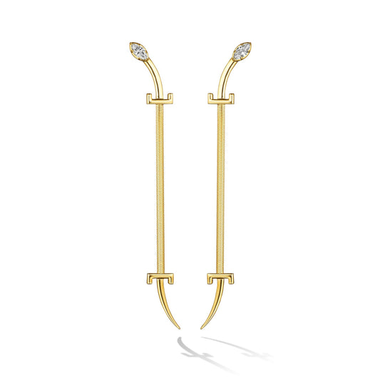 Yellow Gold Origin Drop Earrings with Diamonds - Cadar