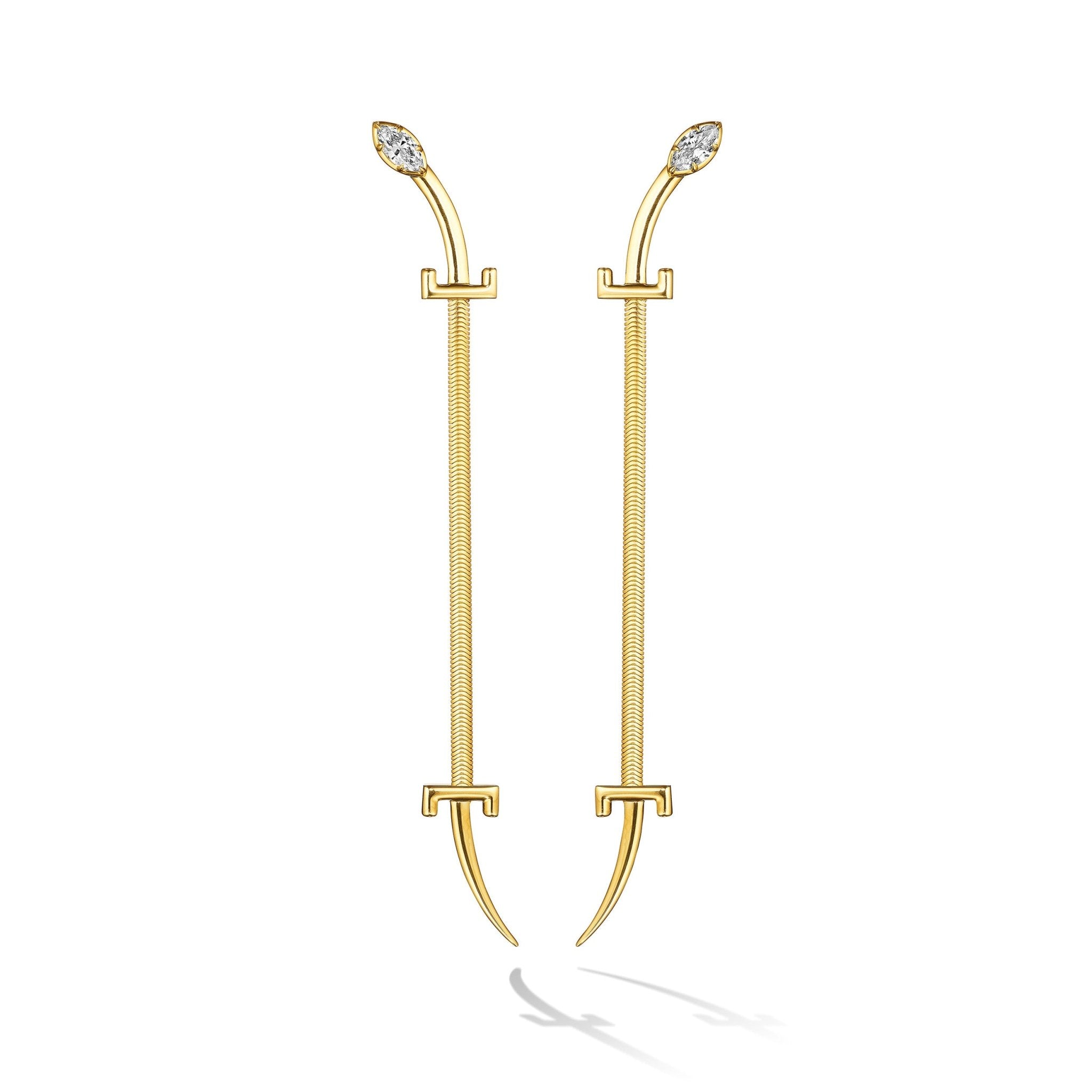 Yellow Gold Origin Drop Earrings with Diamonds - Cadar