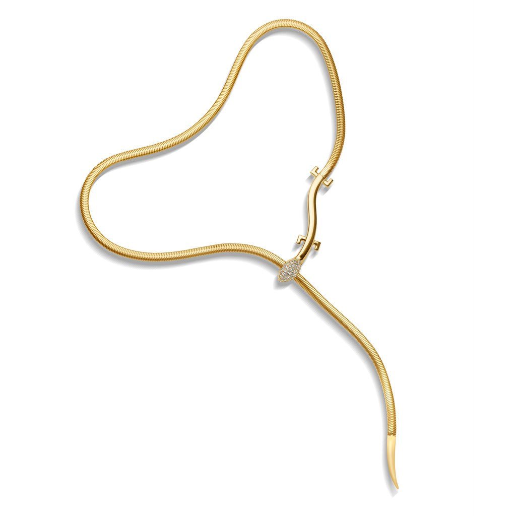 Yellow Gold Origin Lariat with Pavé Diamonds - Cadar
