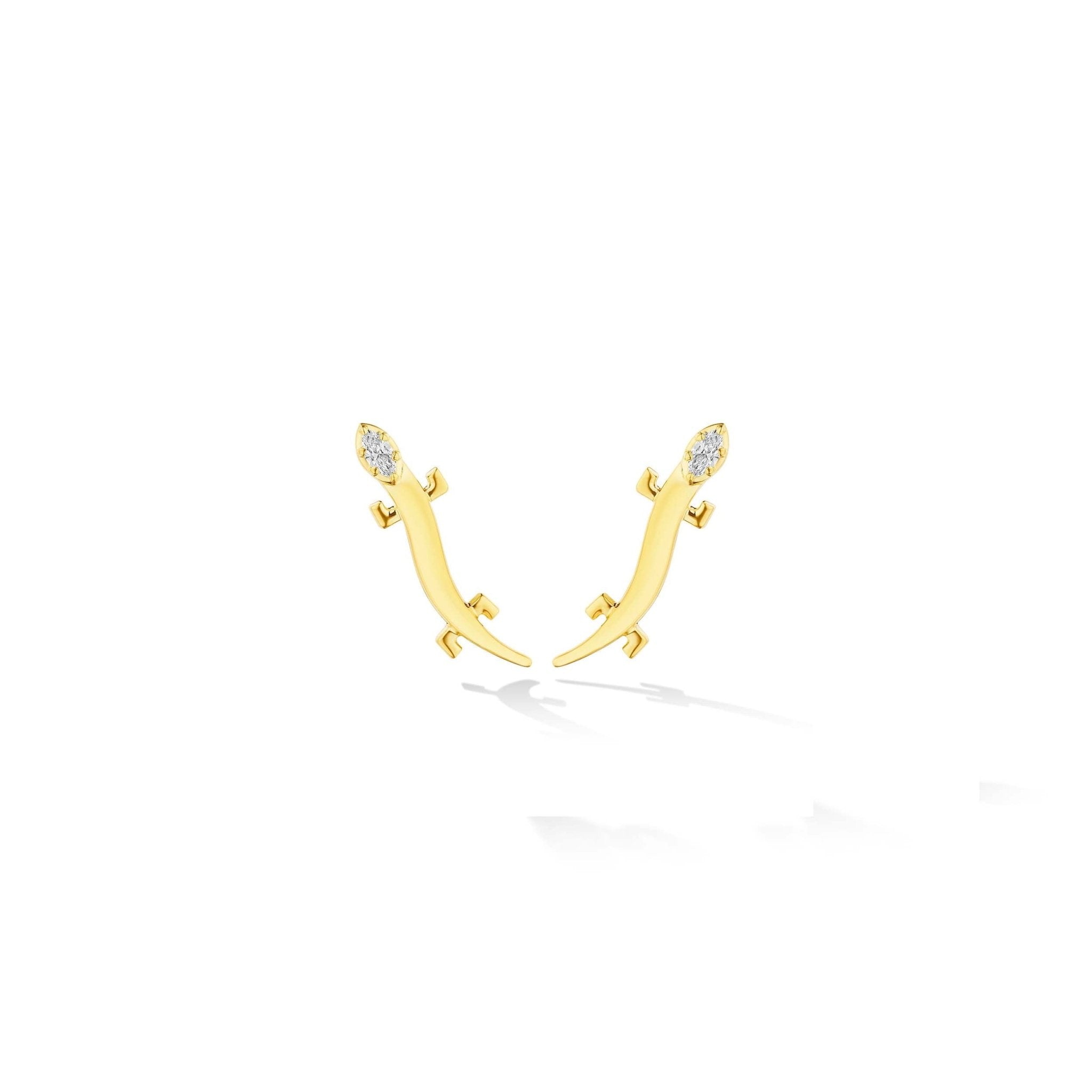 Yellow Gold Origin Stud Ear Climbers with Diamonds - Cadar