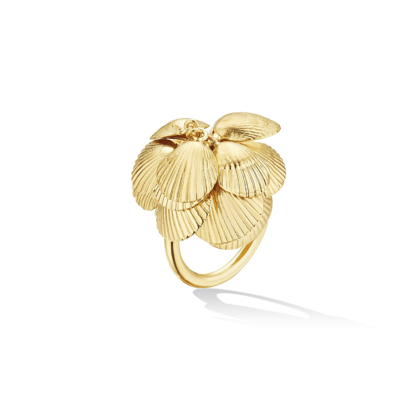 Yellow Gold Shell Charm Ring - Cadar
