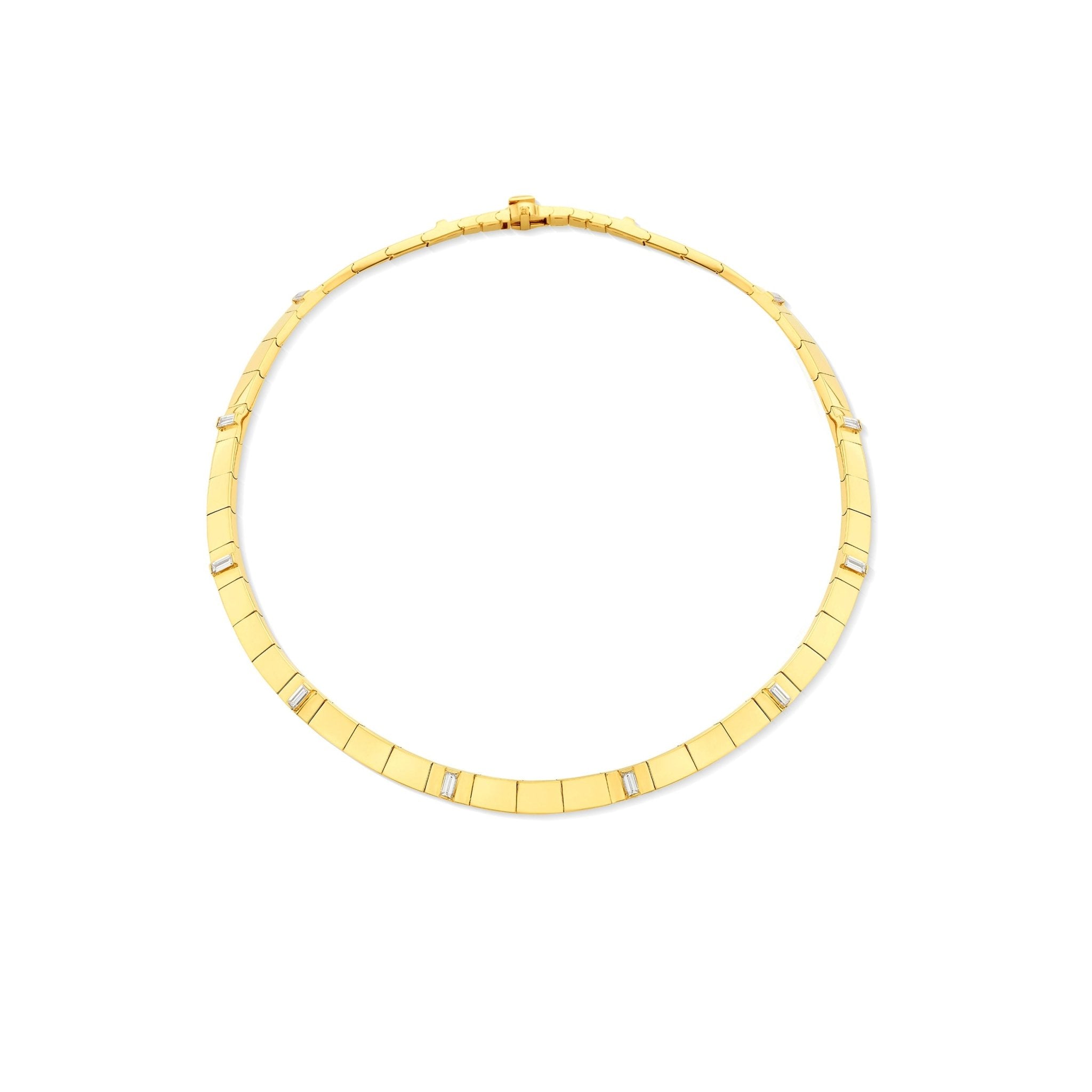 Yellow Gold Sole Necklace with White Diamonds - Cadar