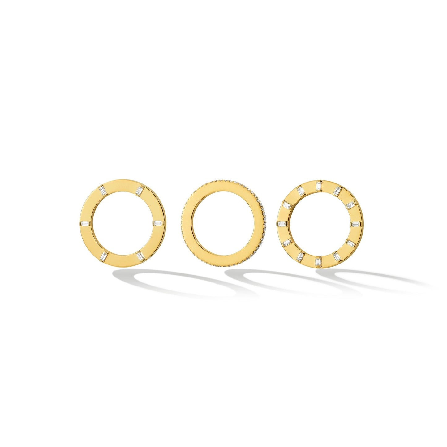 Yellow Gold Sole Stackable Ring with White Diamonds - Cadar