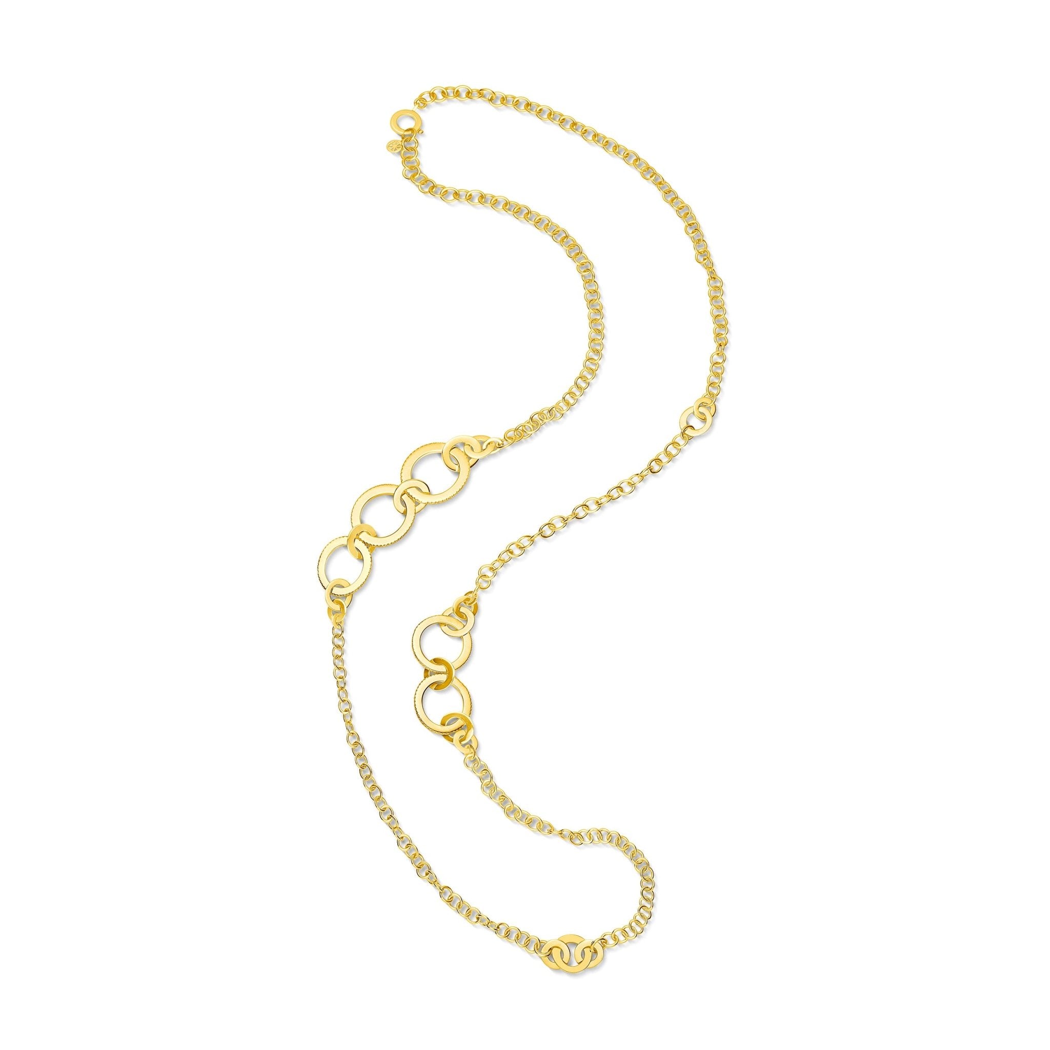 Yellow Gold Solo Chain Link Necklace with White Diamonds - Cadar