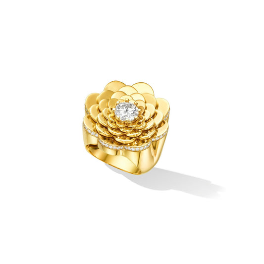 Yellow Gold Trio Cocktail Ring with White Diamonds - Cadar