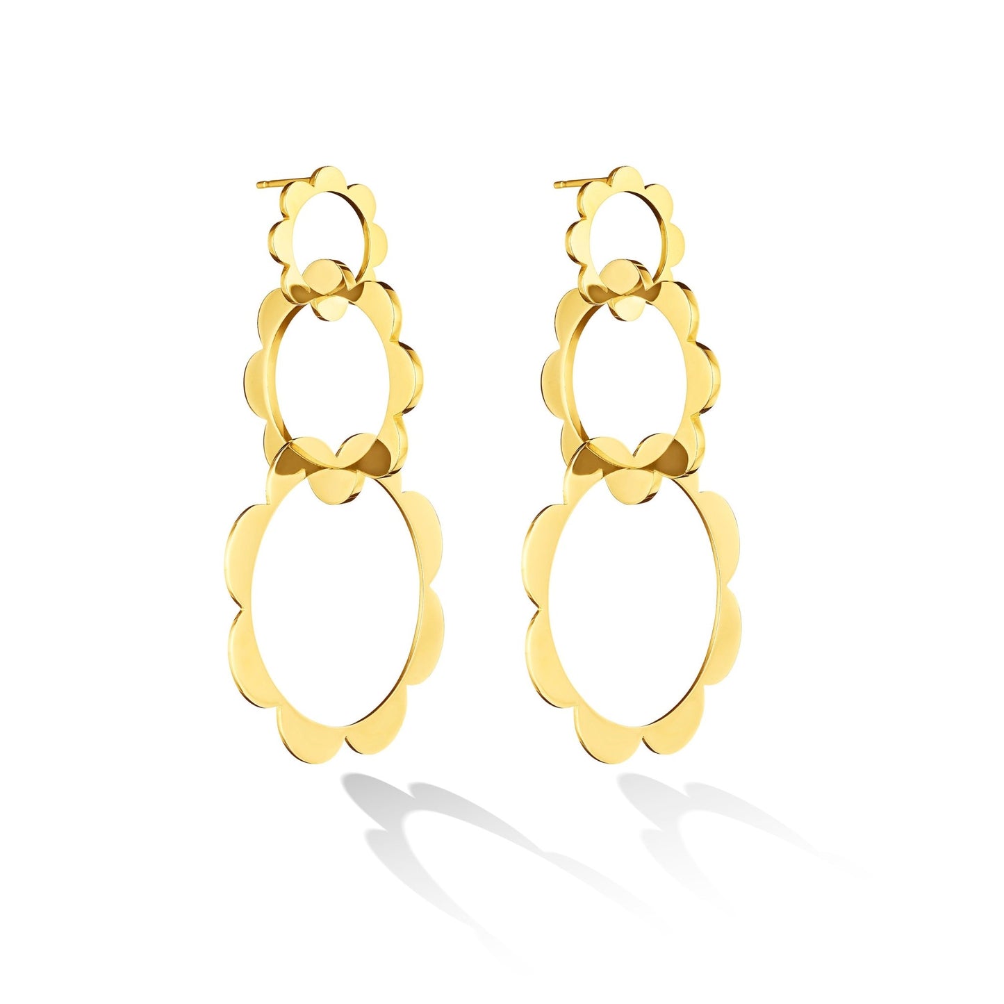 Yellow Gold Trio Unity Drop Earrings - Cadar