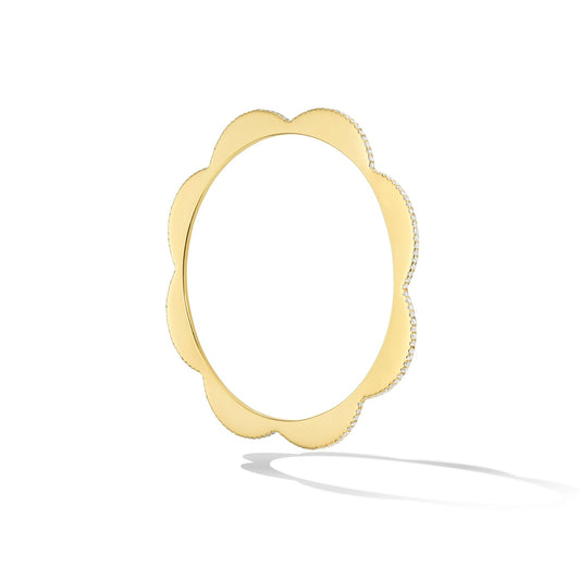 Yellow Gold Triplet Bangle with White Diamonds - Cadar