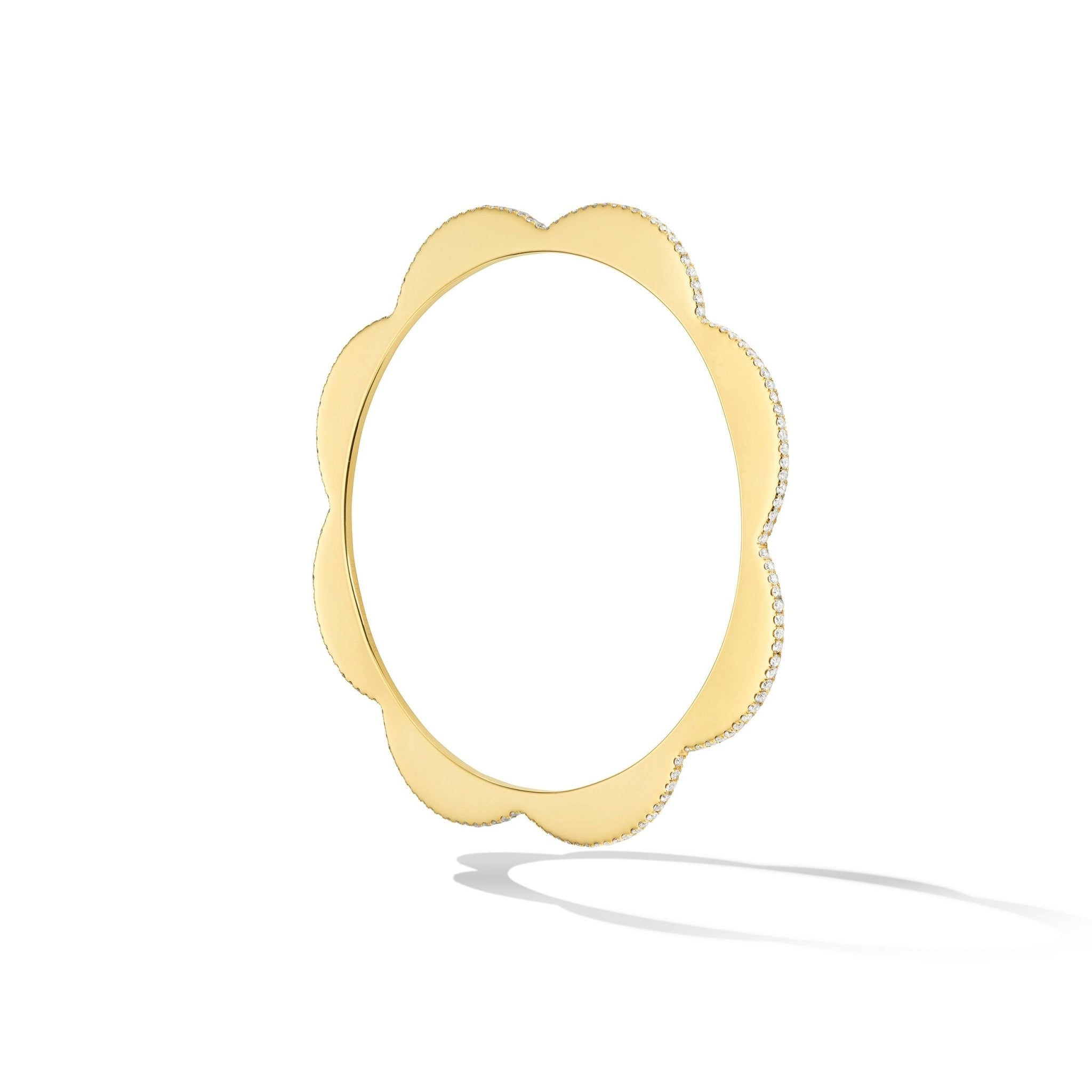 Yellow Gold Triplet Bangle with White Diamonds - Cadar