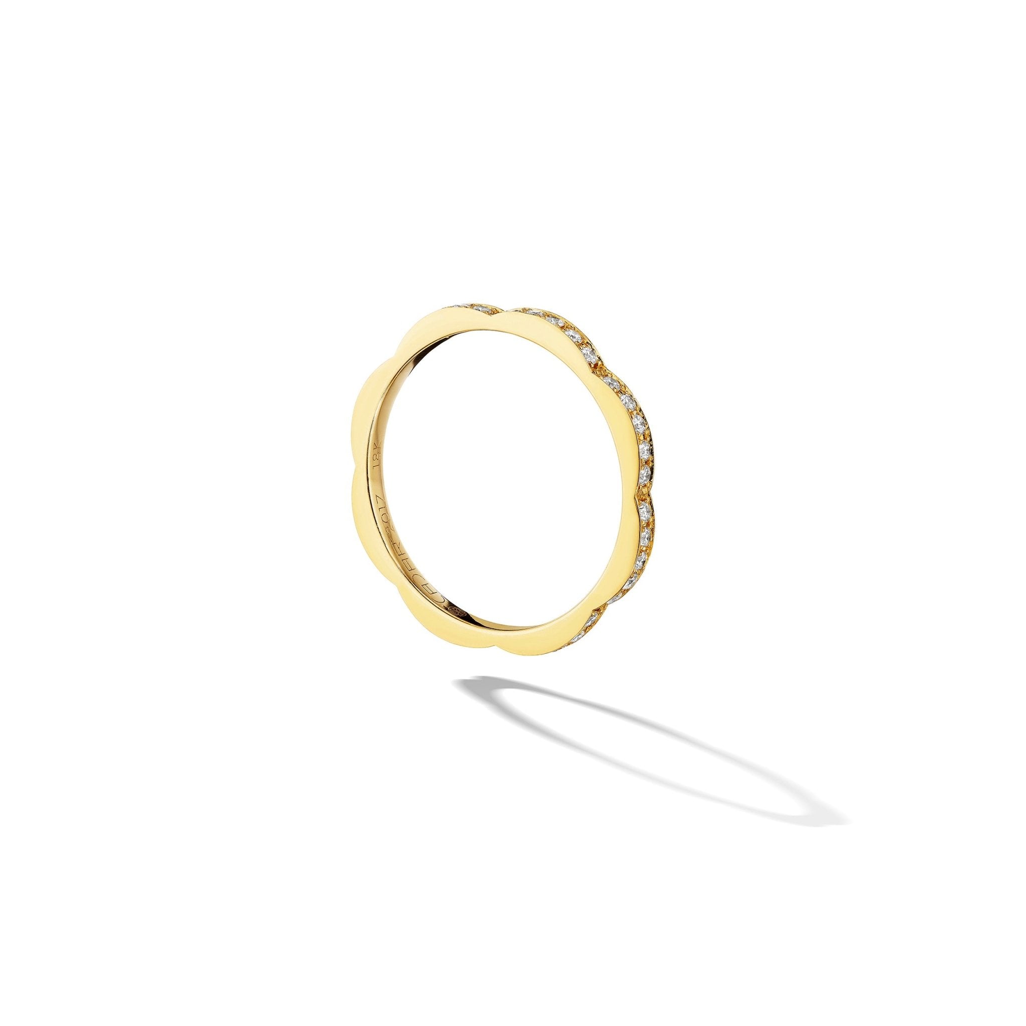 Yellow Gold Triplet Thin Stacking Ring - Cadar