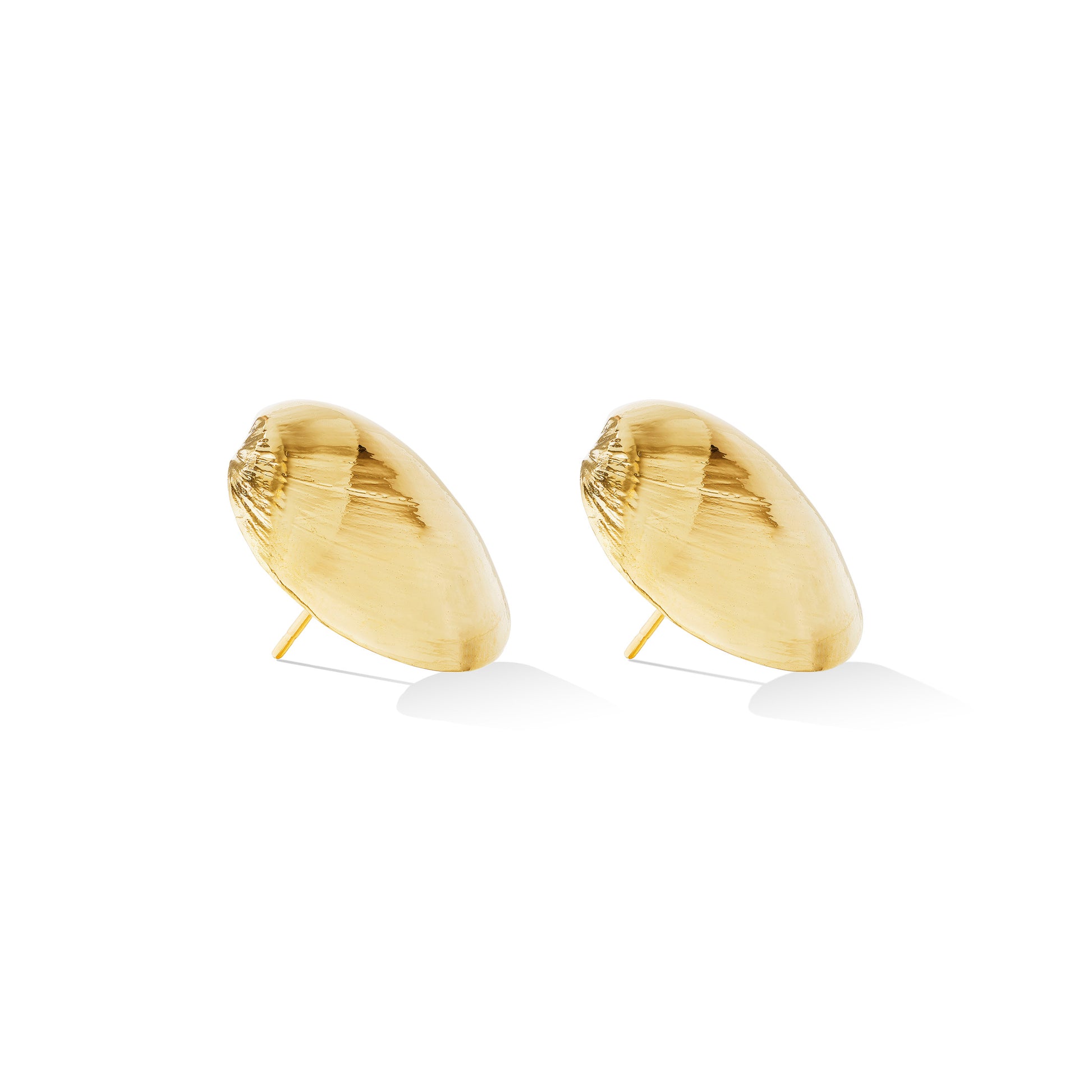 Yellow Gold Shell '70s Stud Earrings - Cadar