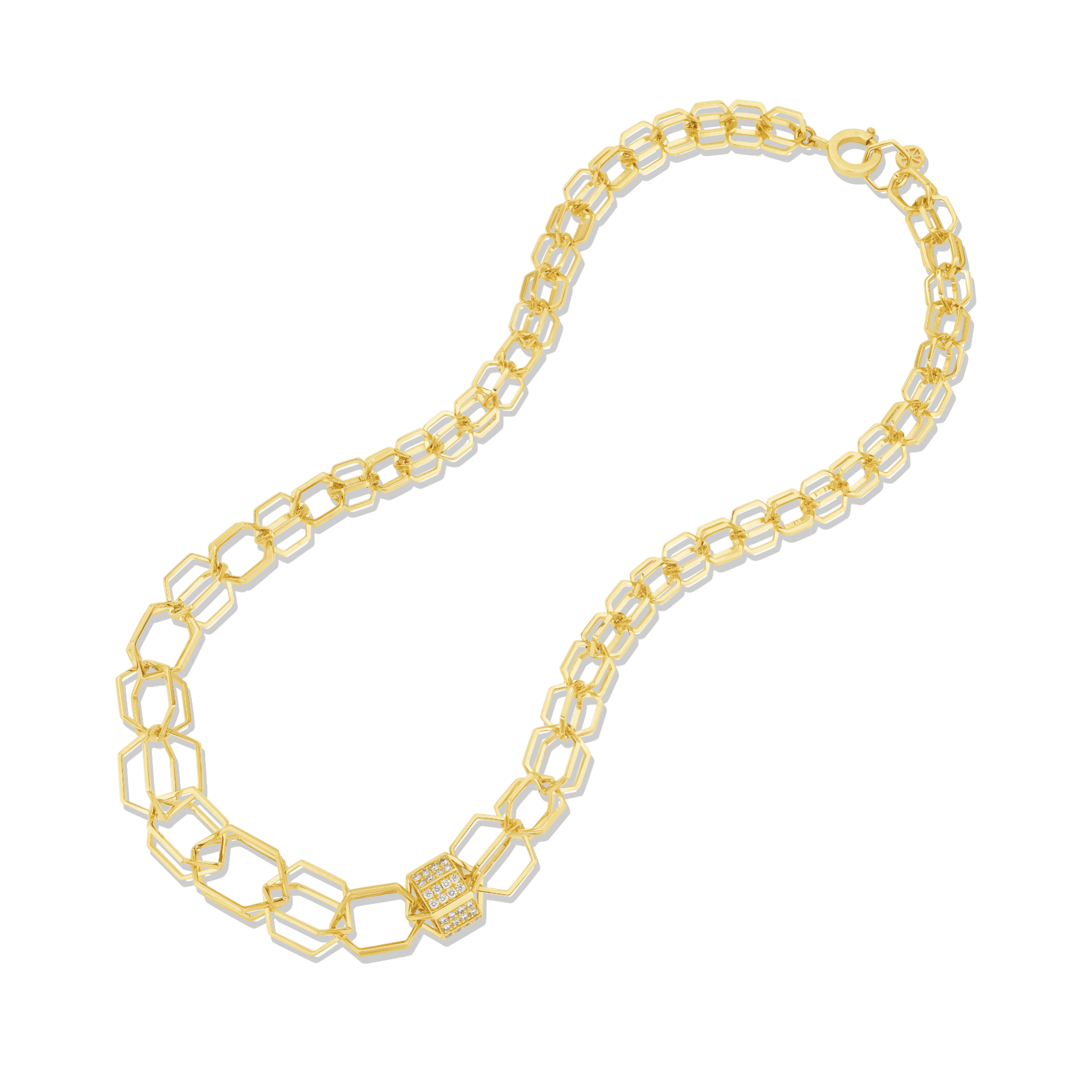B HOME GRADUATED LINK NECKLACE PAVE DIAMONDS - CADAR
