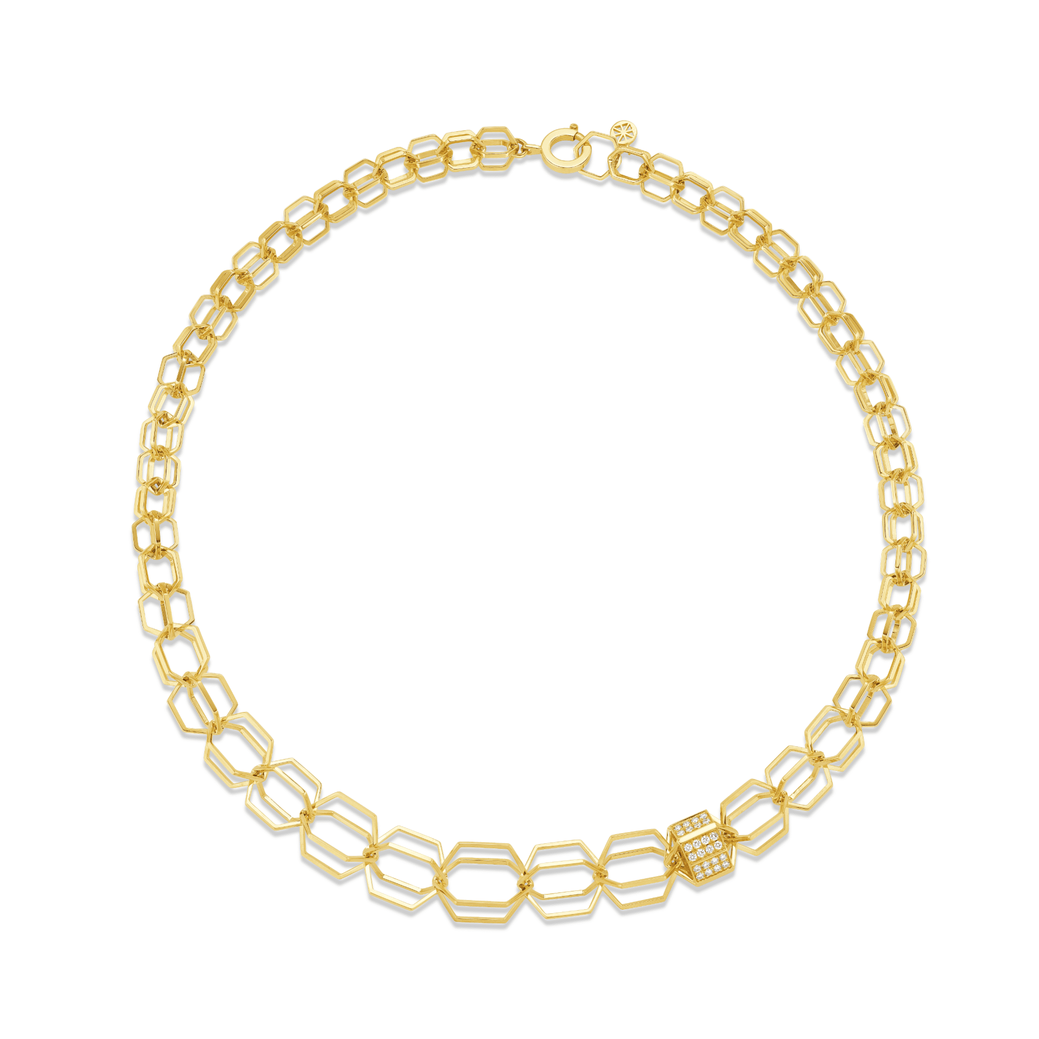 B HOME GRADUATED LINK NECKLACE PAVE DIAMONDS - CADAR