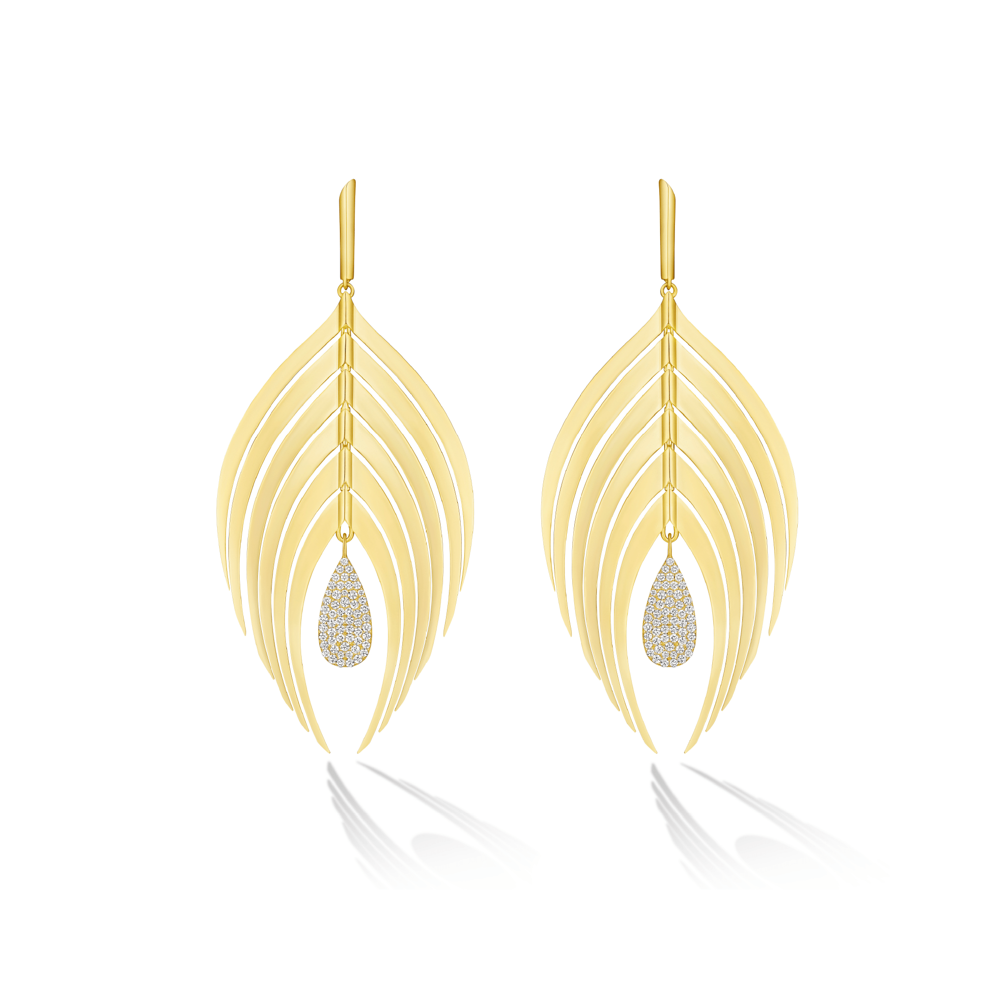 Peacock Drop Earrings with White Diamond Pavé Drop - CADAR