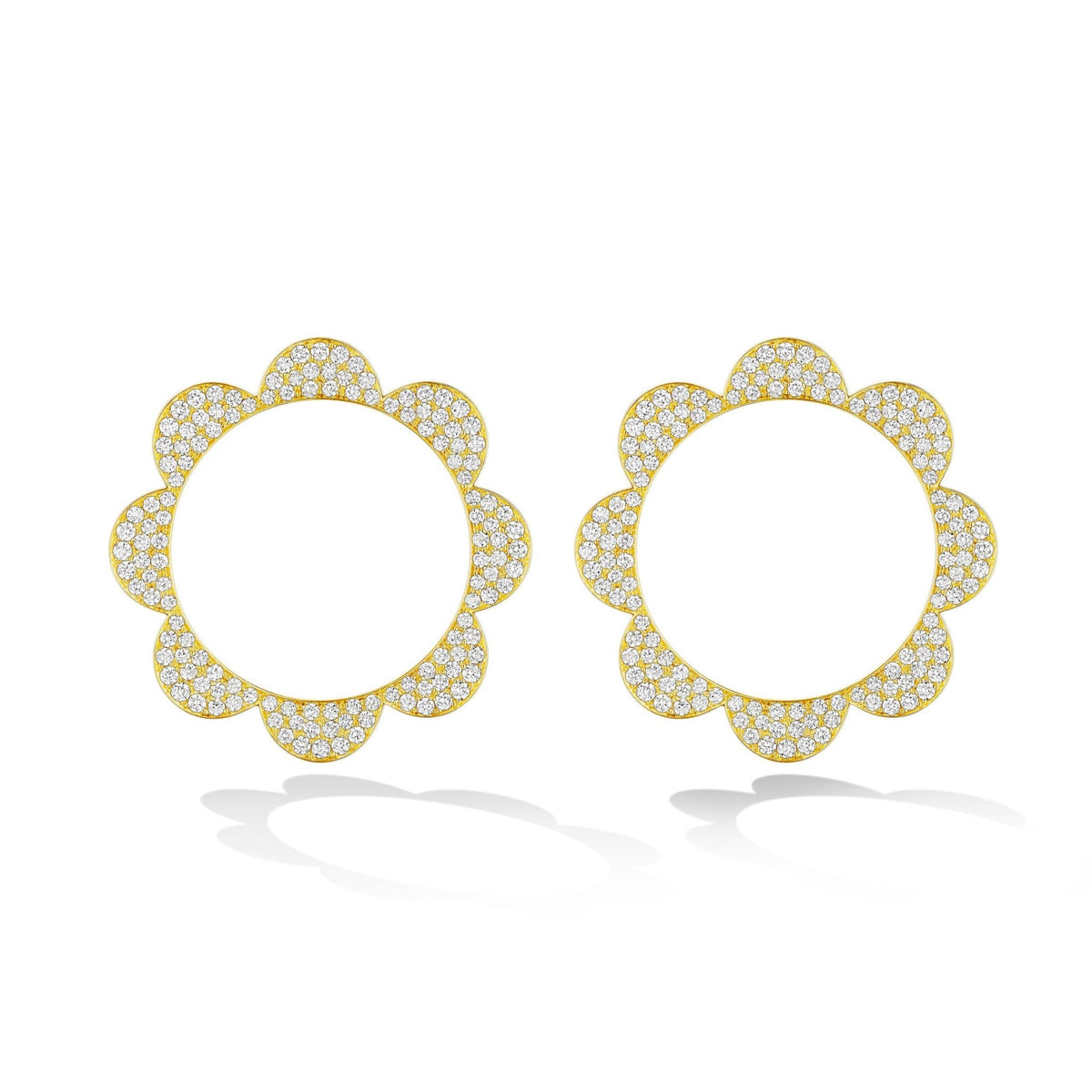 18K Yellow Gold TRIPLET Stud with White Diamonds - CADAR