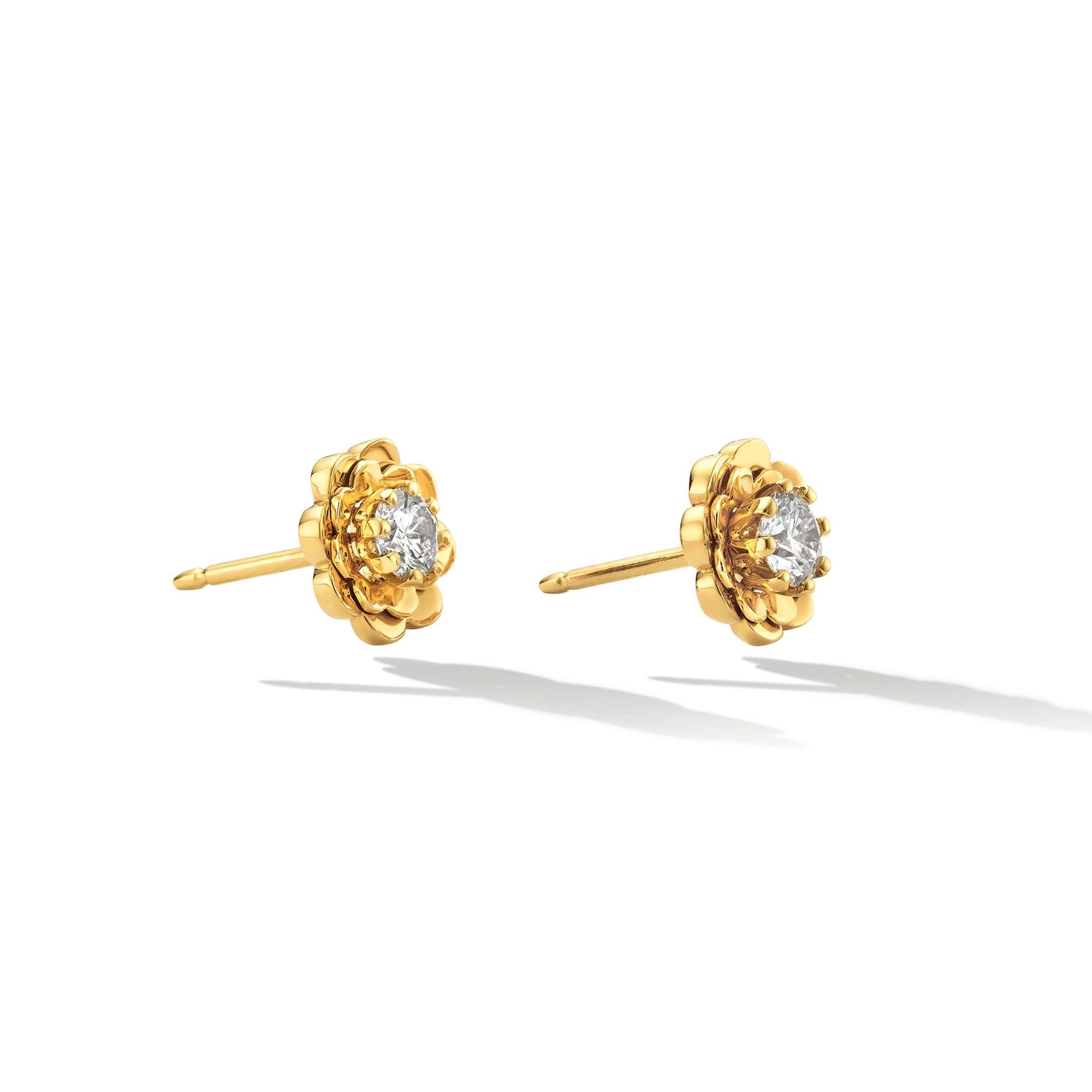 18K Gold Trio Stud Earrings with White Diamonds .47 Carats | Cadar