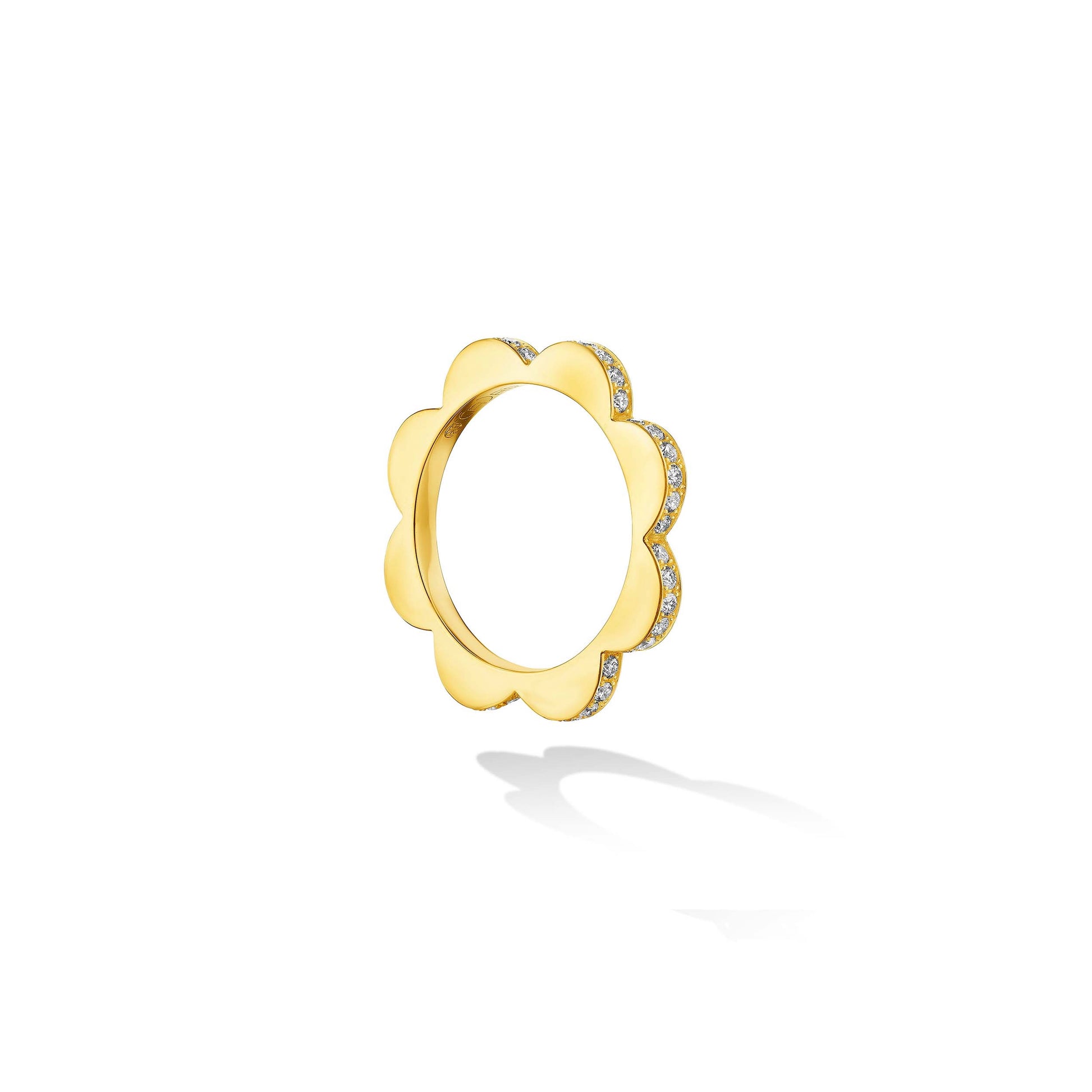 Yellow Gold Triplet Wide Stacking Ring -Cadar 