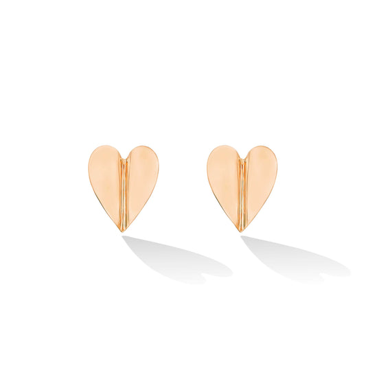 Large Rose Gold Wings of Love Folded Stud Earrings