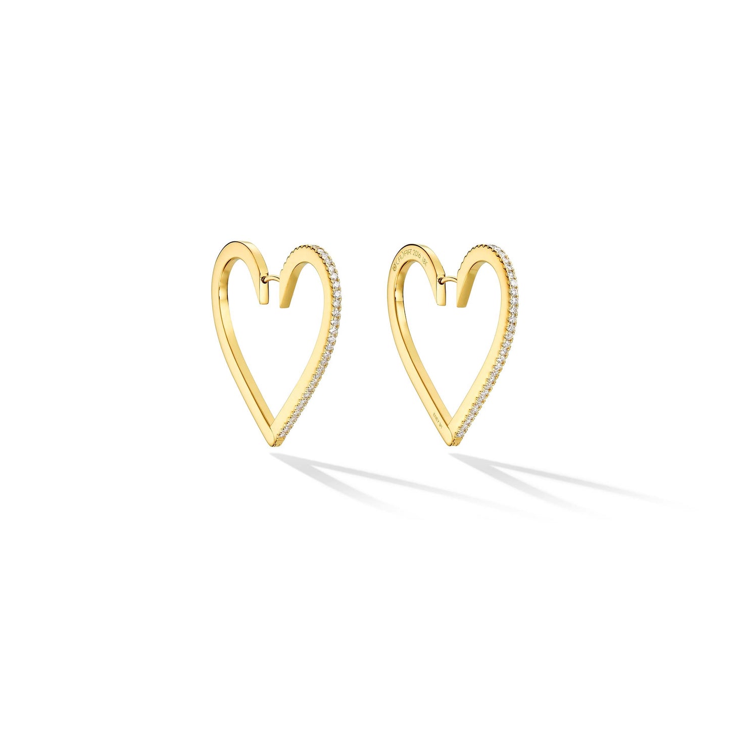 Large Yellow Gold Endless Hoop Earrings with White Diamonds