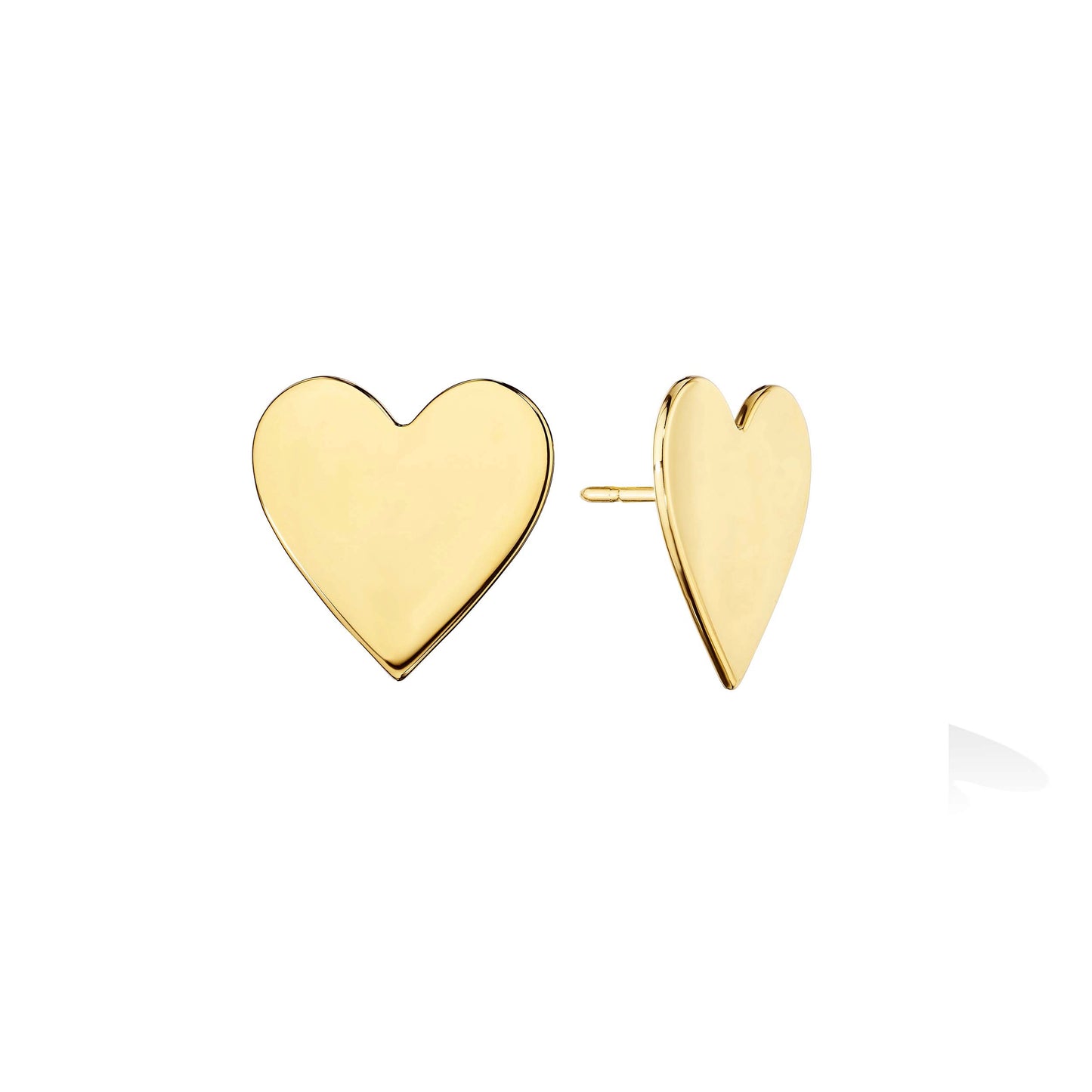 Large Yellow Gold Wings of Love Heart Stud Earrings