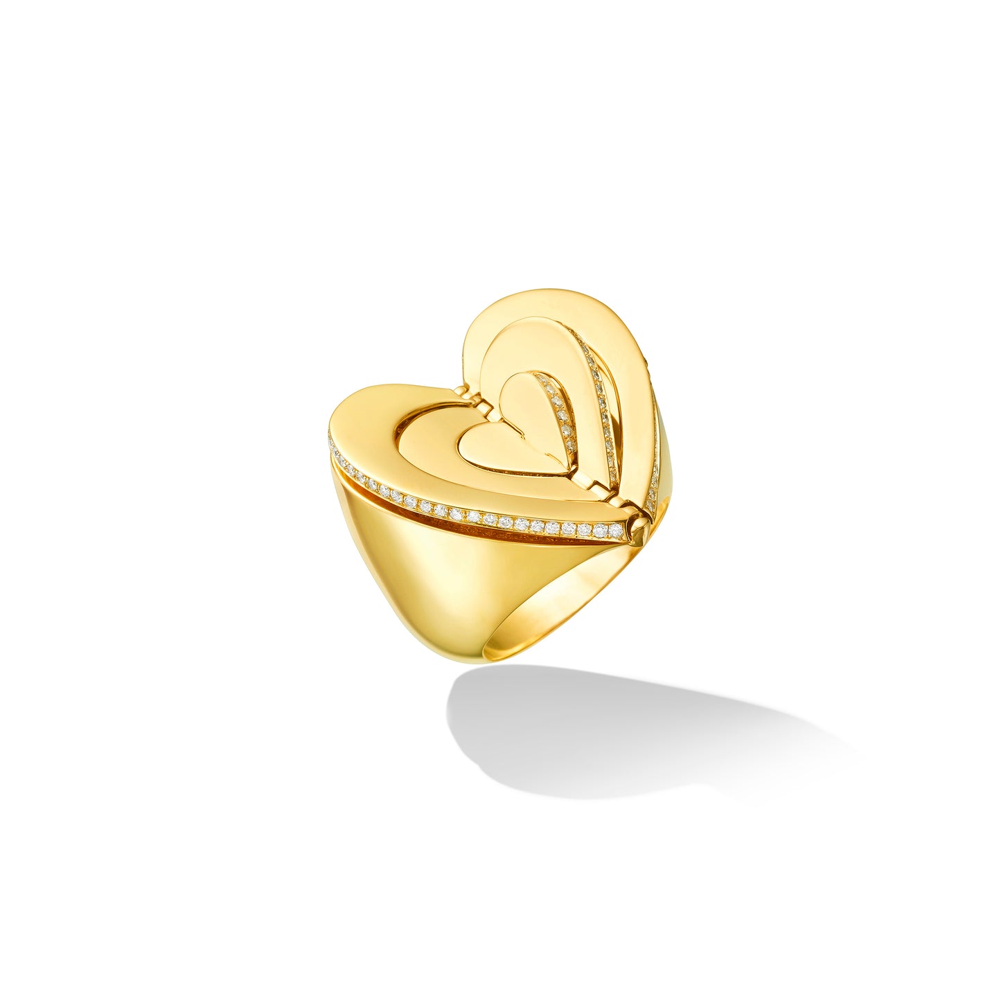 Yellow Gold Endless Cocktail Ring with White Diamonds