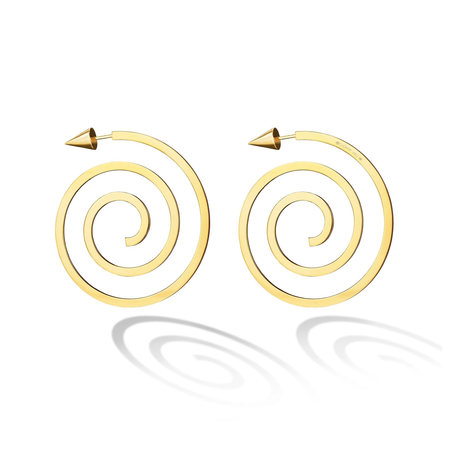 Yellow Gold Essence Hoop Earrings With Cone
