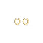 Small Yellow Gold Solo Hoop Earrings with Black and White Diamonds - Cadar
