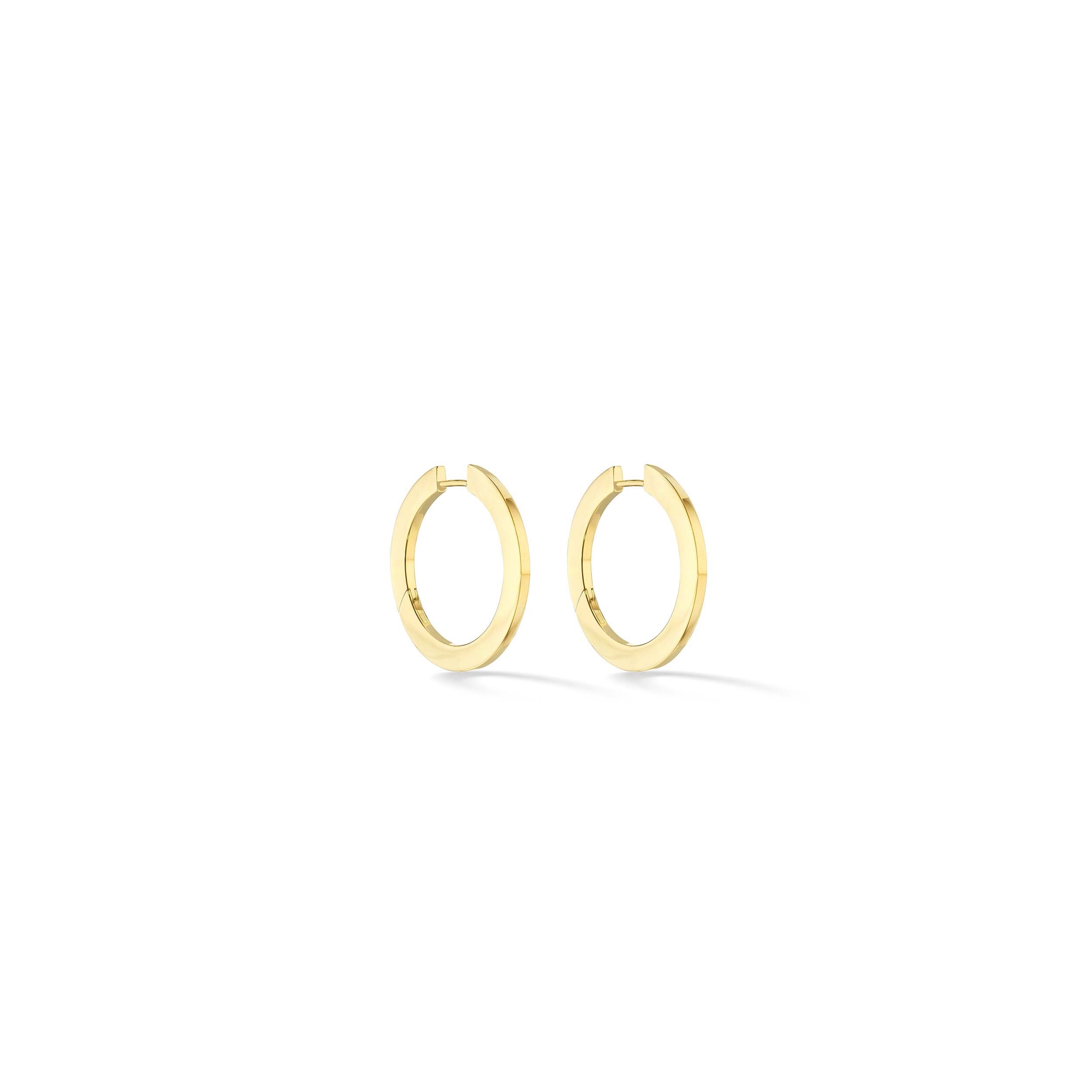 Medium Yellow Gold Plain Hoop Earrings - Cadar