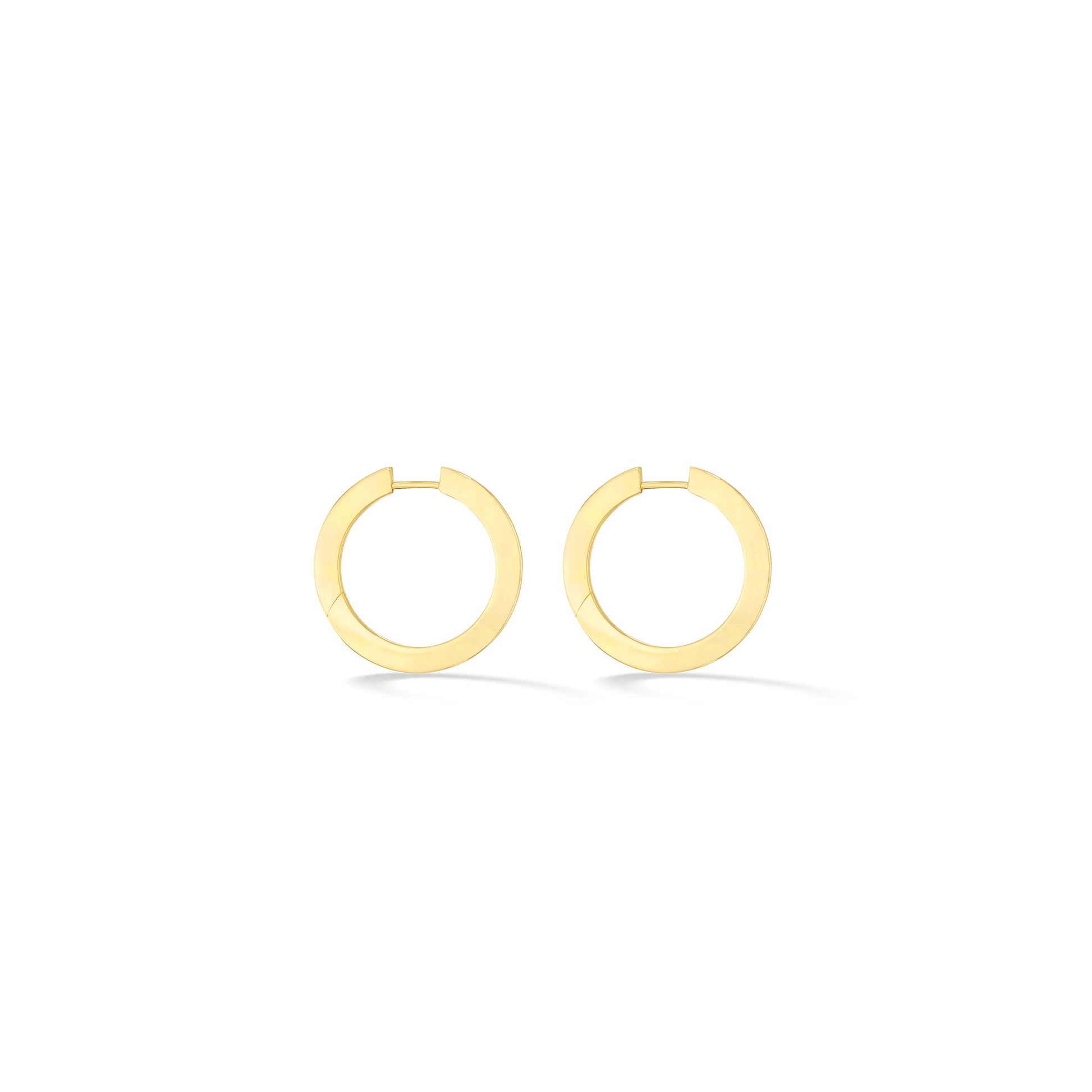 Medium Yellow Gold Plain Hoop Earrings - Cadar