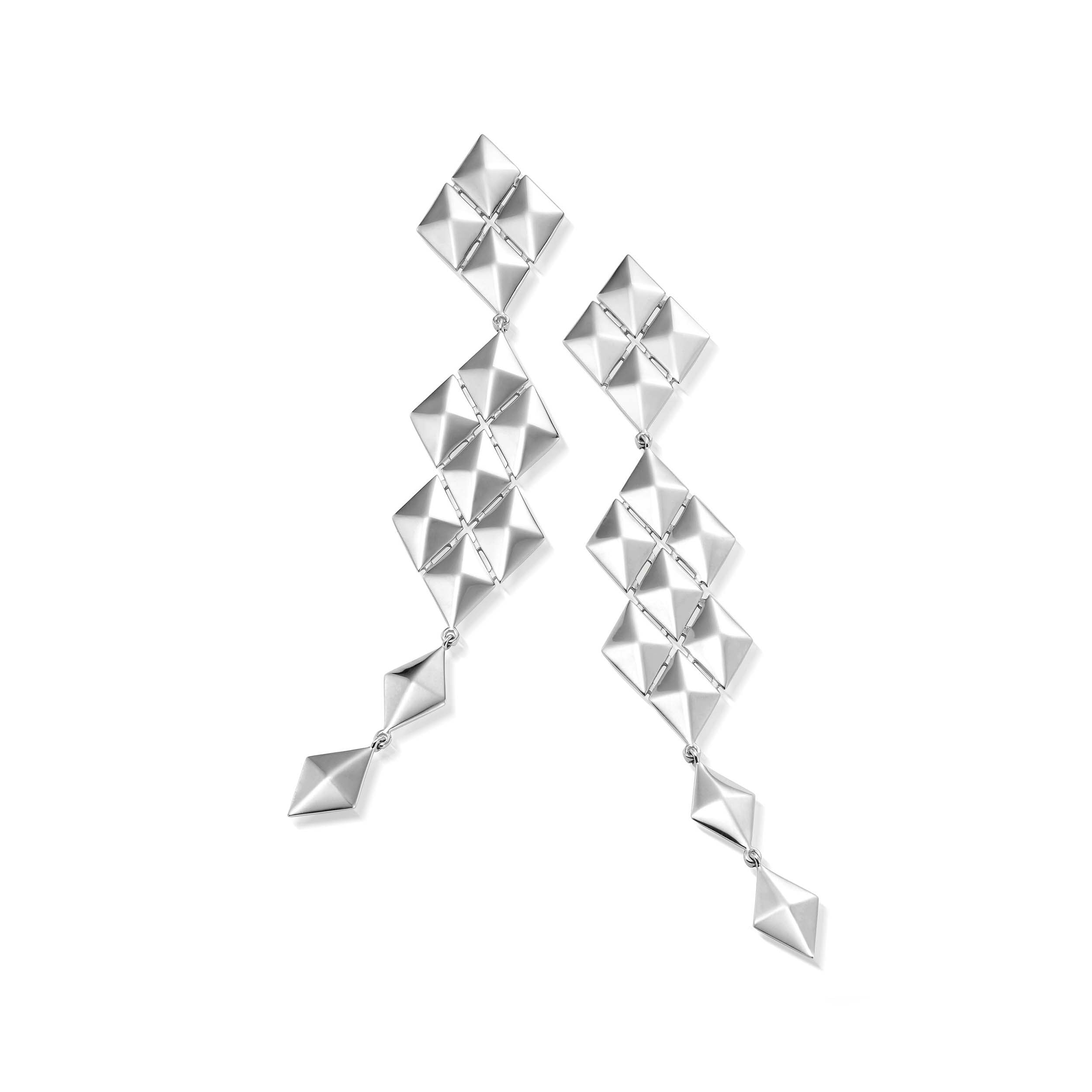 18K White Gold Python Symmetrical Drop Earrings | Gold Geometric ...