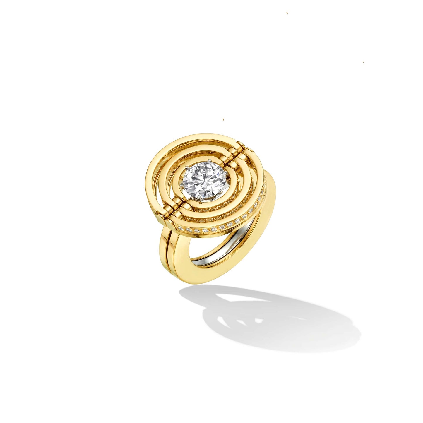 Yellow Gold TU Duality Engagement Ring Enhancer with White Diamonds