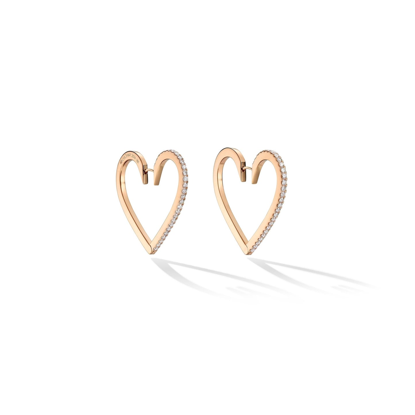 Large Rose Gold Endless Hoop Earrings with White Diamonds - Cadar