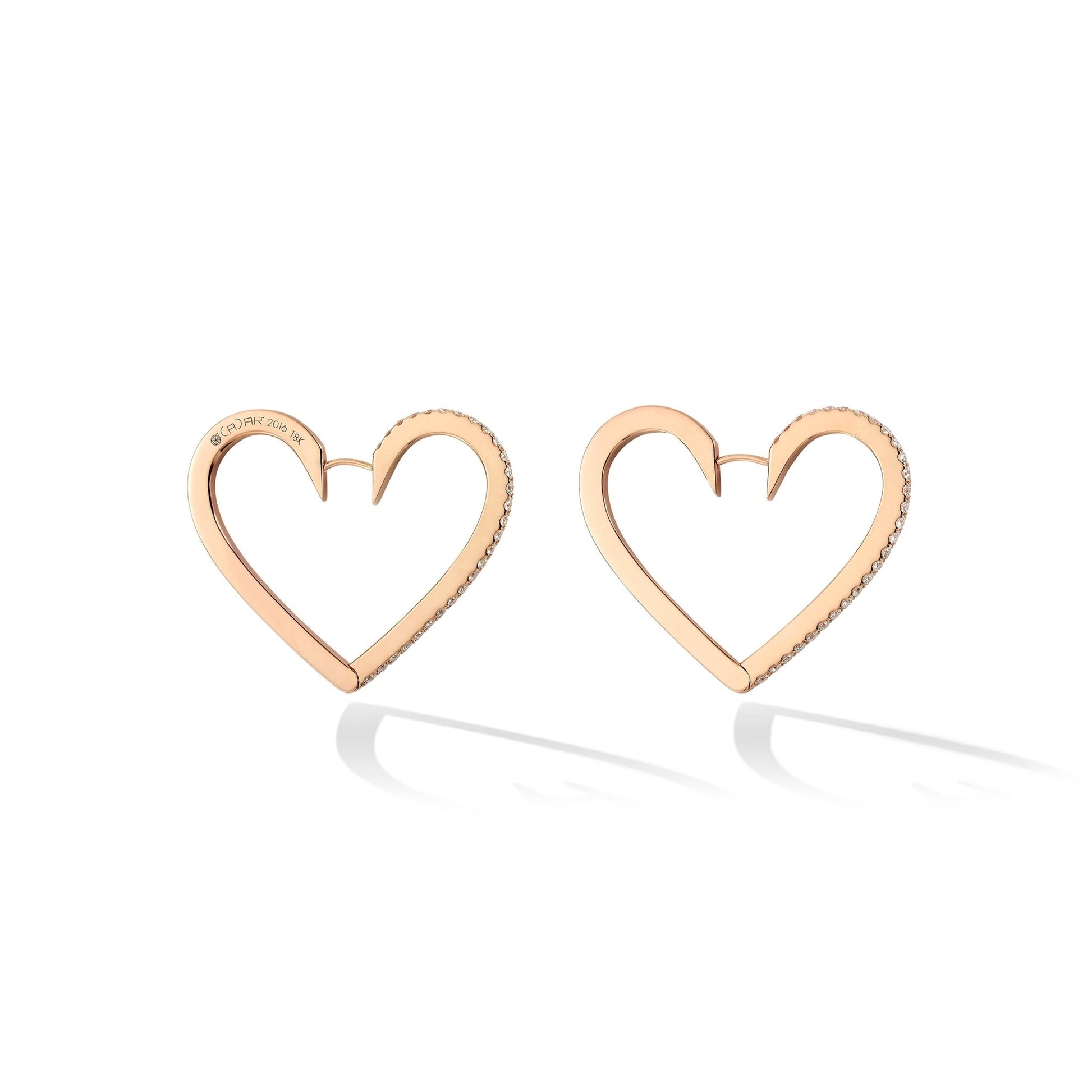 Large Rose Gold Endless Hoop Earrings with White Diamonds - Cadar