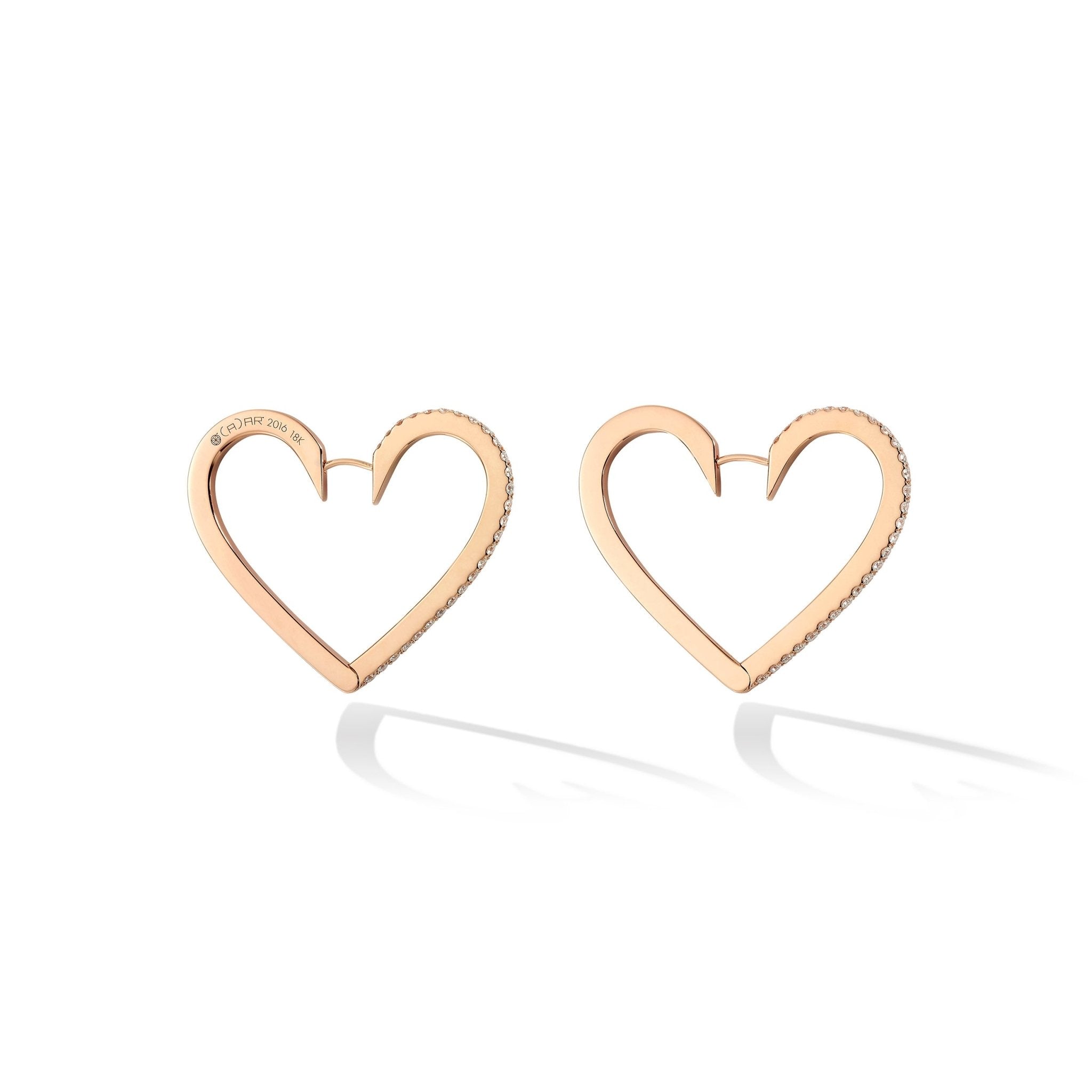 Large Rose Gold Endless Hoop Earrings with White Diamonds - Cadar