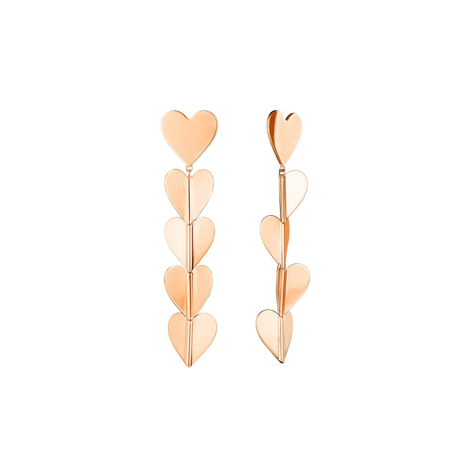 Large Rose Gold Wings of Love Drop Earrings - Cadar