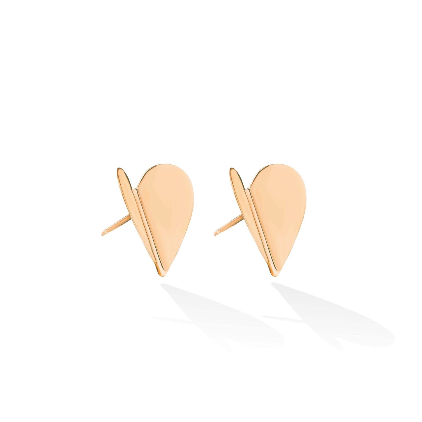 Large Rose Gold Wings of Love Folded Stud Earrings - Cadar