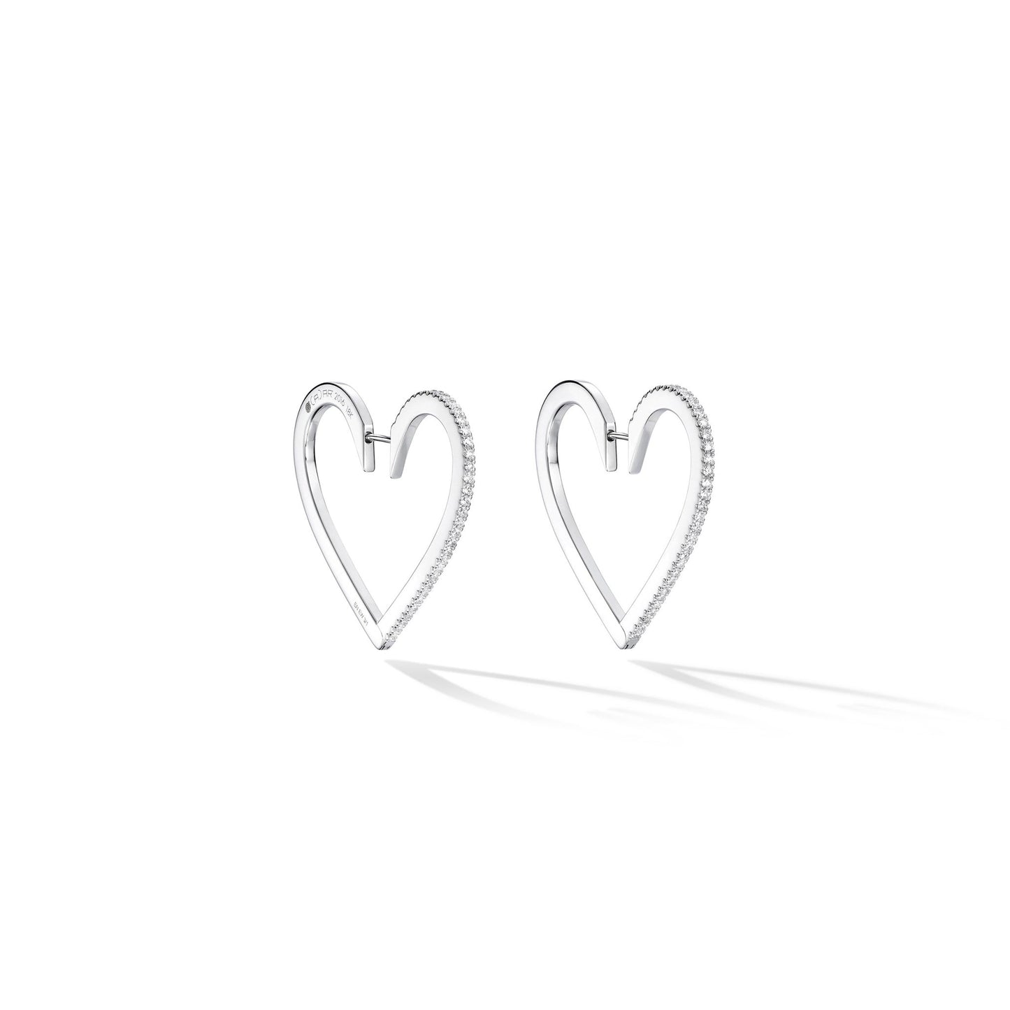 Large White Gold Endless Hoop Earrings with White Diamonds - Cadar