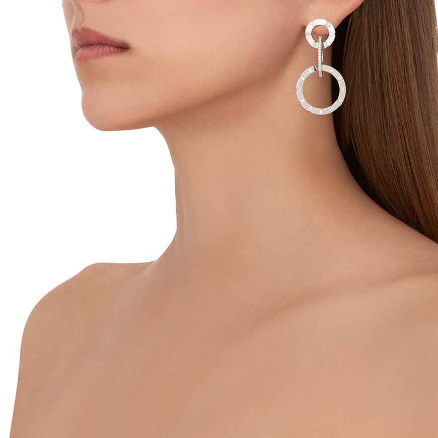 Large White Gold Unity Earrings with White Diamonds - Cadar