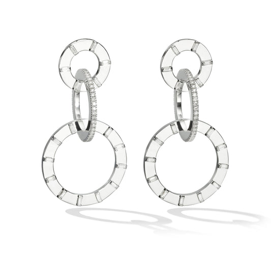 Large White Gold Unity Earrings with White Diamonds - Cadar