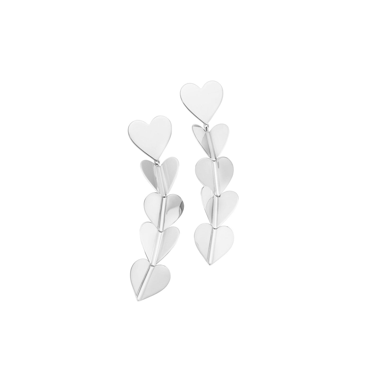 Large White Gold Wings of Love Drop Earrings - Cadar